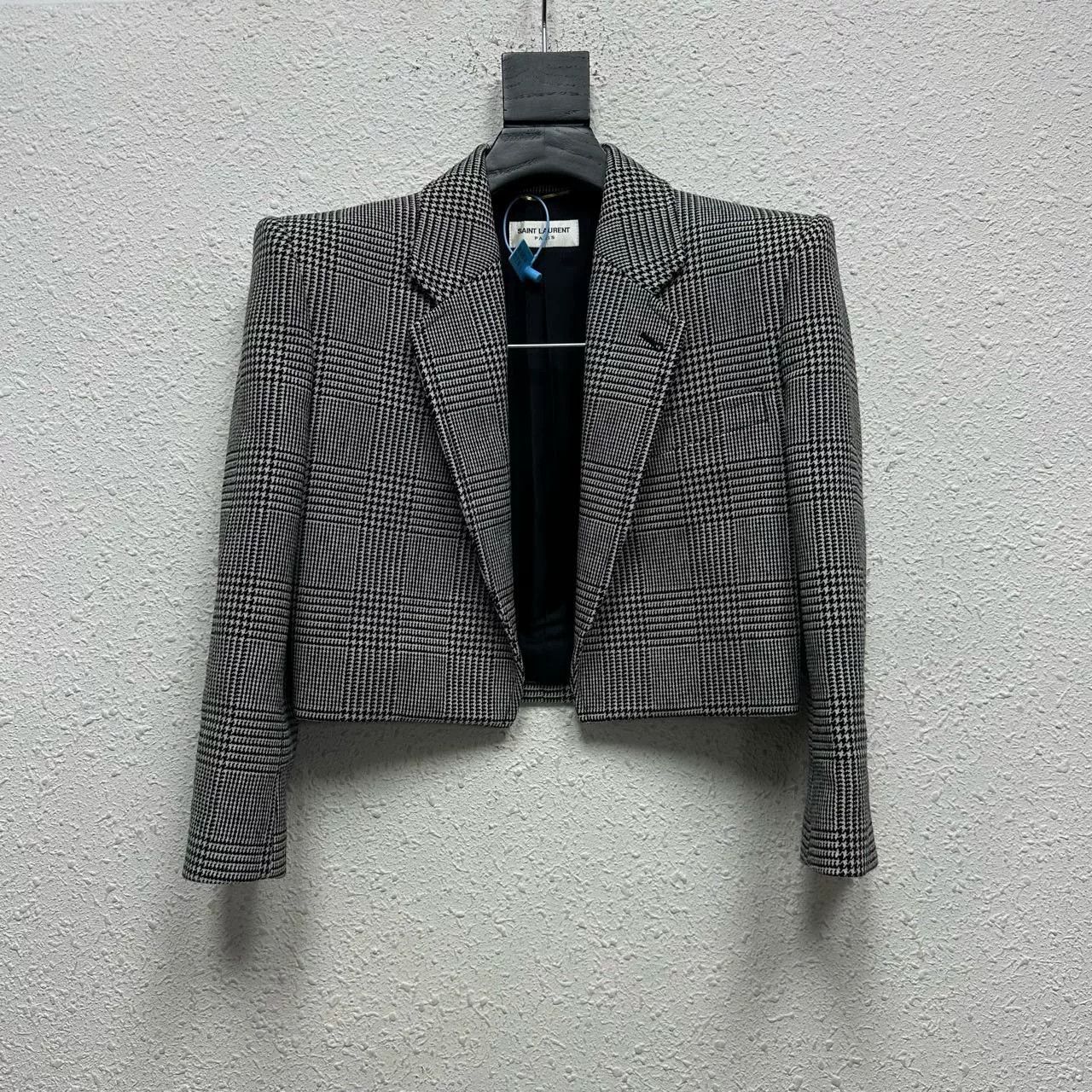 Saint Laurent Paris Saint Laurent Checkered Cropped Blazer Size XXS / US 00 / IT 34 - 2 Thumbnail