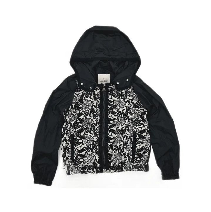 Moncler Moncler Black Floral Hooded Zip Jacket Size US XS / EU 42 / 0 - 2 Thumbnail