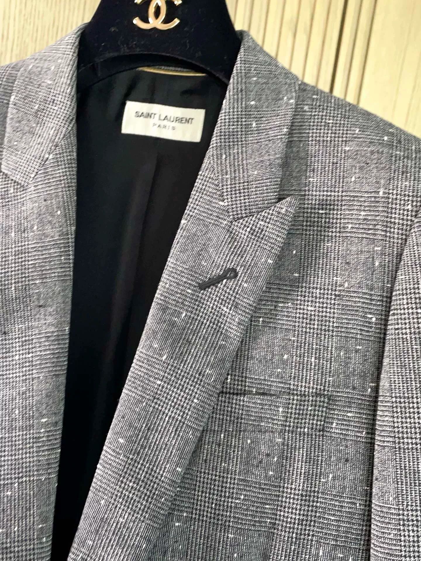 Saint Laurent Paris Saint Laurent Gray Checkered Blazer Size XXS / US 00 / IT 34 - 6 Thumbnail