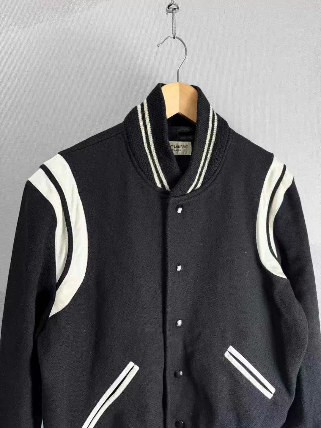 Saint Laurent Paris Saint Laurent Black White Varsity Jacket Size US M / EU 48-50 / 2 - 2 Thumbnail