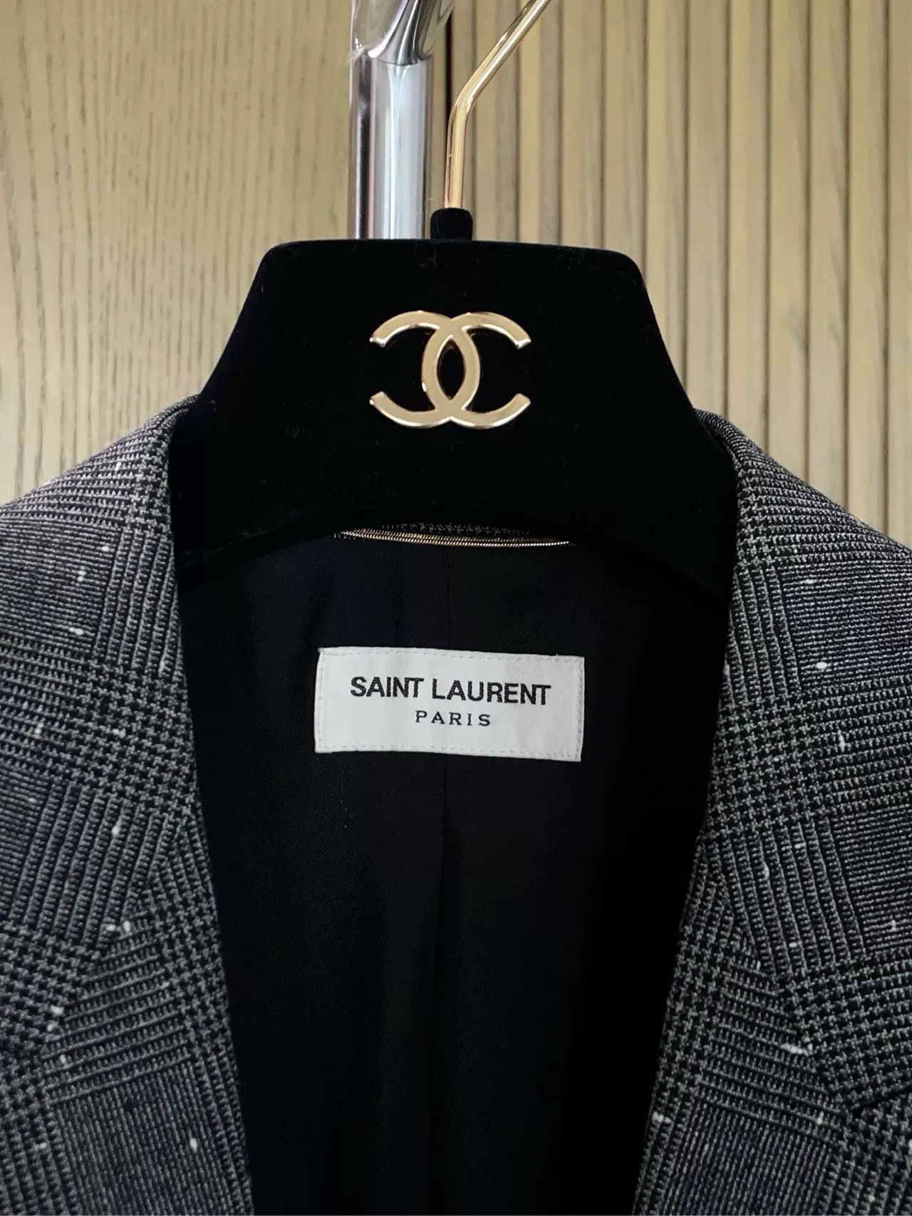 Saint Laurent Paris Saint Laurent Gray Check Wool Blazer Size XXS / US 00 / IT 34 - 7 Thumbnail