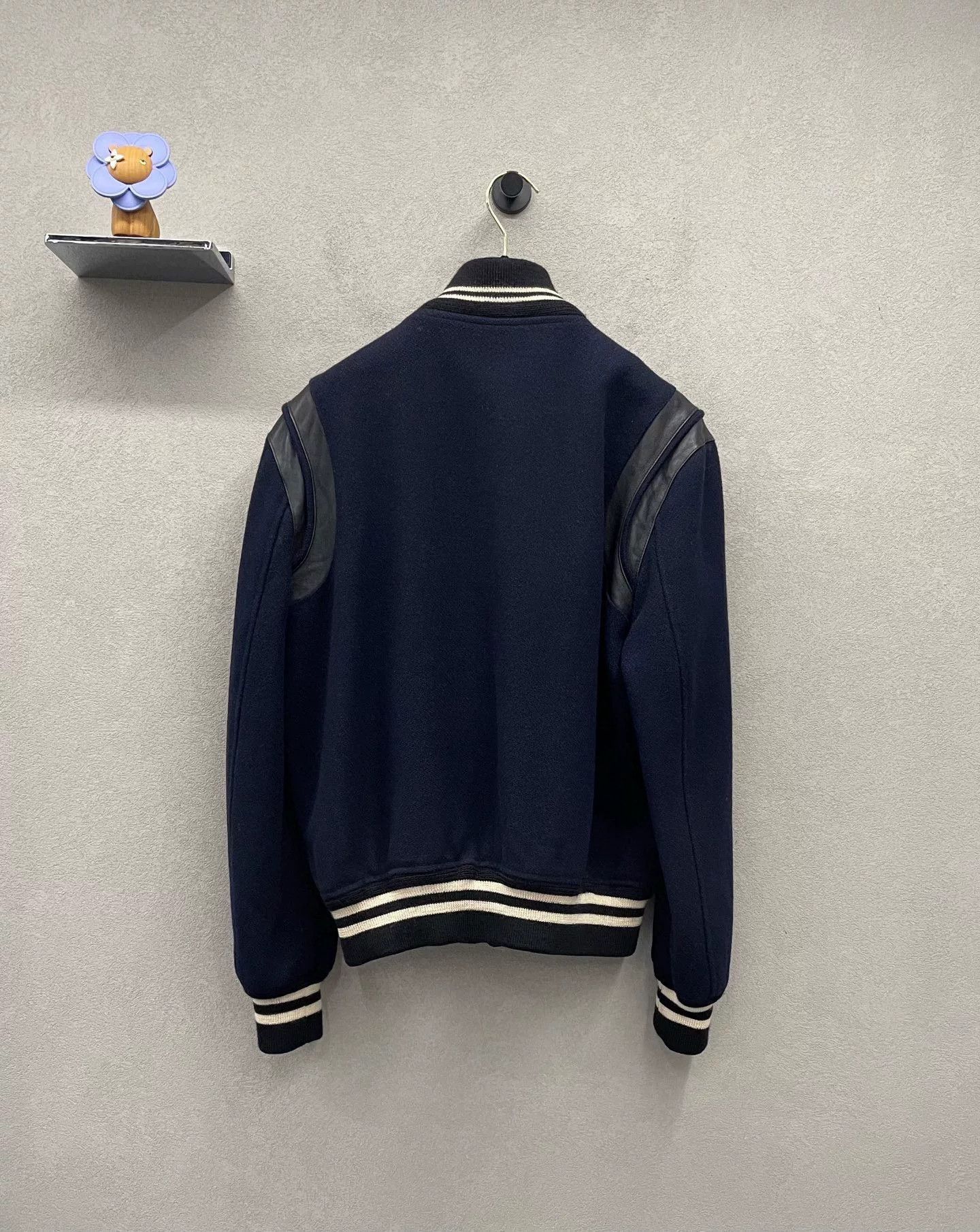 Saint Laurent Paris Saint Laurent Dark Blue Leather Sleeve Jacket Size US S / EU 44-46 / 1 - 2 Thumbnail
