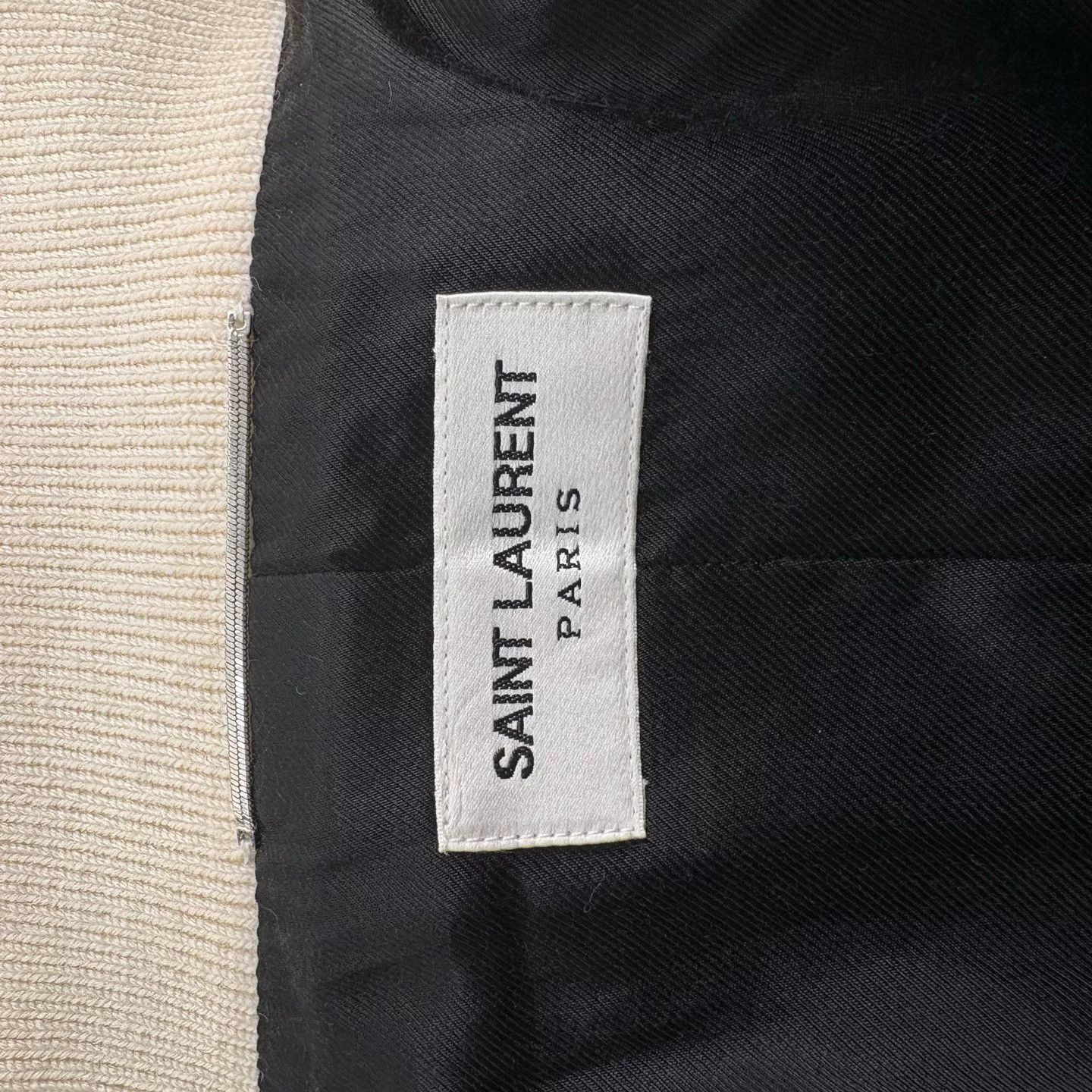 Saint Laurent Paris Saint Laurent Cream Leather Sleeves Varsity Jacket Size US M / EU 48-50 / 2 - 3 Thumbnail