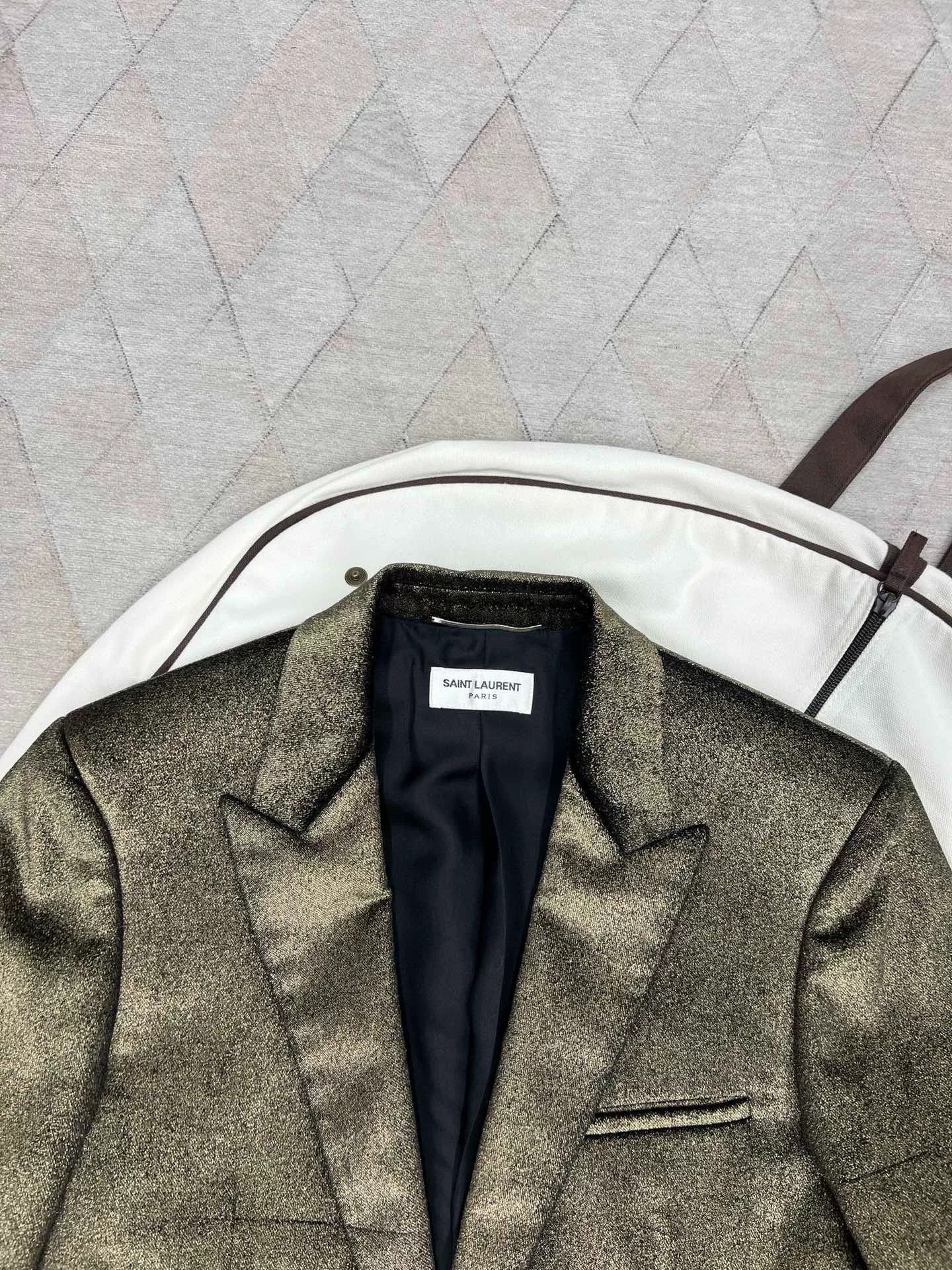 Saint Laurent Paris Saint Laurent Gold Glittery Blazer Size US S / EU 44-46 / 1 - 2 Thumbnail