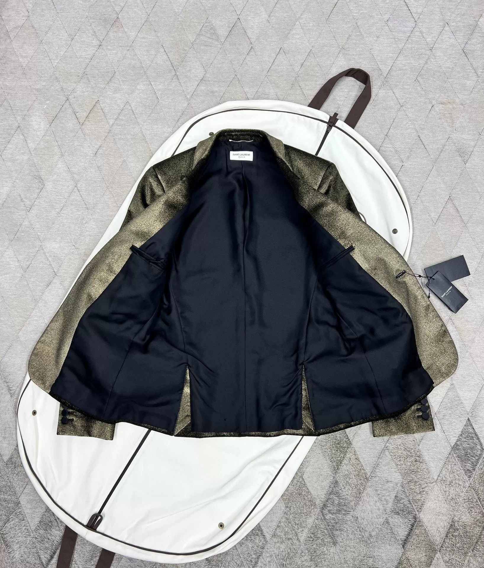 Saint Laurent Paris Saint Laurent Gold Glittery Blazer Size US S / EU 44-46 / 1 - 5 Thumbnail