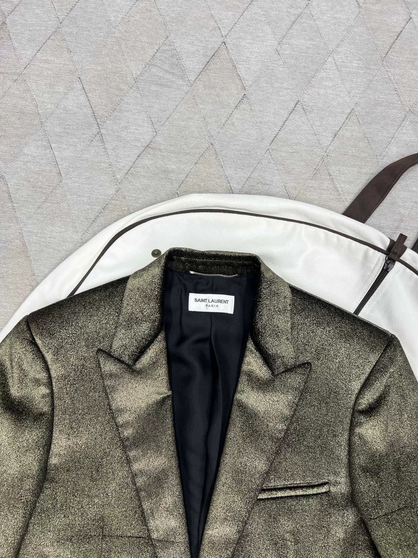 Saint Laurent Paris Saint Laurent Gold Glittery Blazer Size US S / EU 44-46 / 1 - 2 Thumbnail