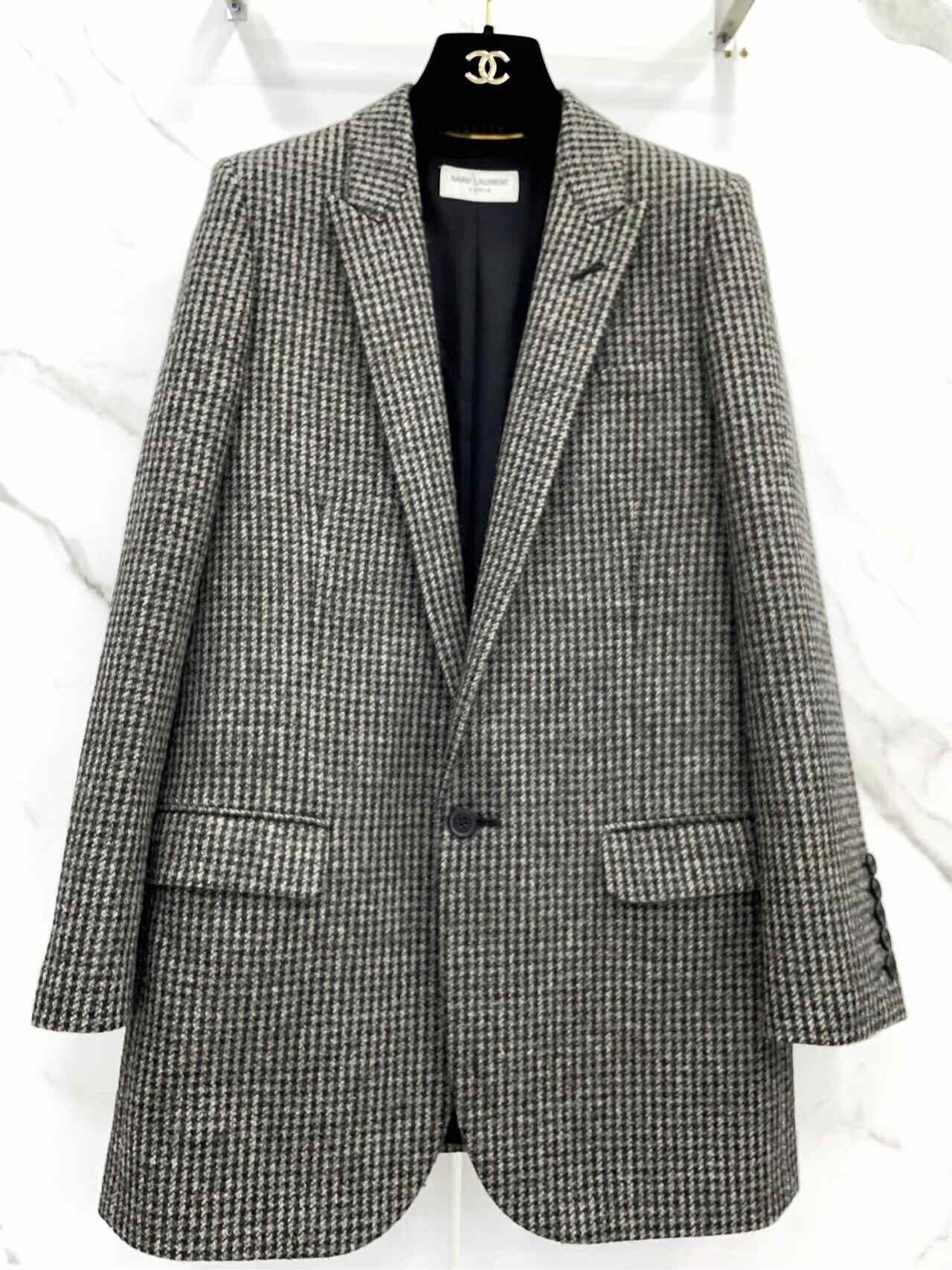 Saint Laurent Paris Saint Laurent YSL Houndstooth Wool Blazer Size XXS / US 00 / IT 34 - 4 Thumbnail