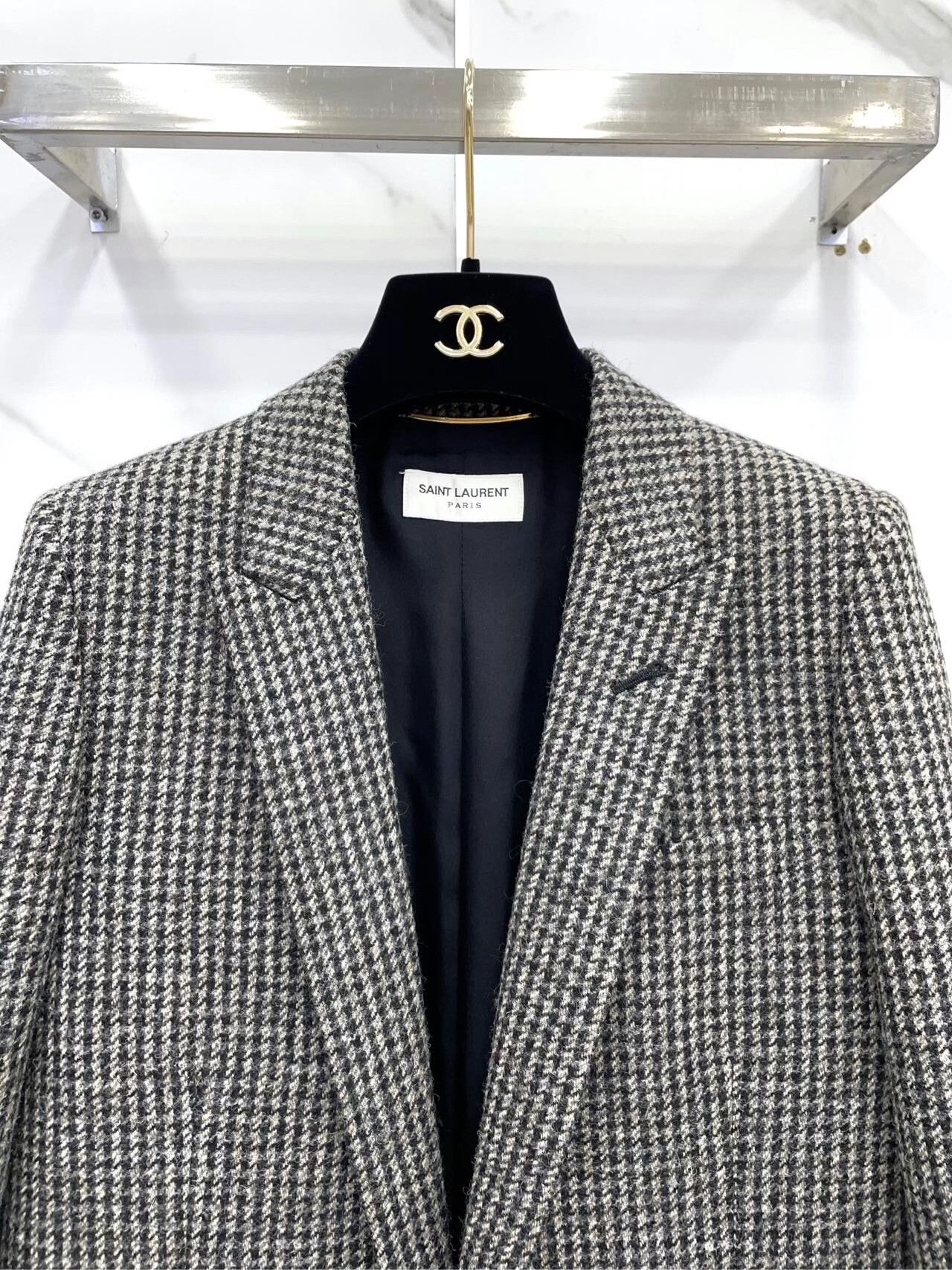 Saint Laurent Paris Saint Laurent YSL Houndstooth Wool Blazer Size XXS / US 00 / IT 34 - 3 Thumbnail
