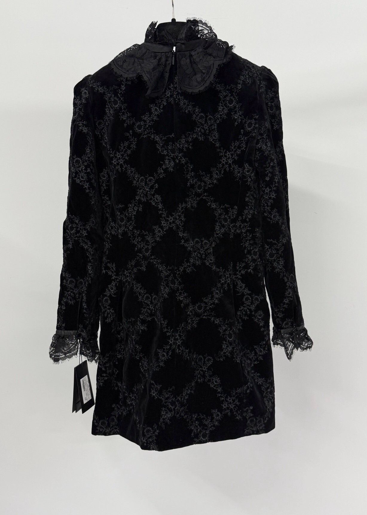 Saint Laurent Paris Saint Laurent Black Velvet Lace Bow Dress Size S / US 4 / IT 40 - 2 Thumbnail