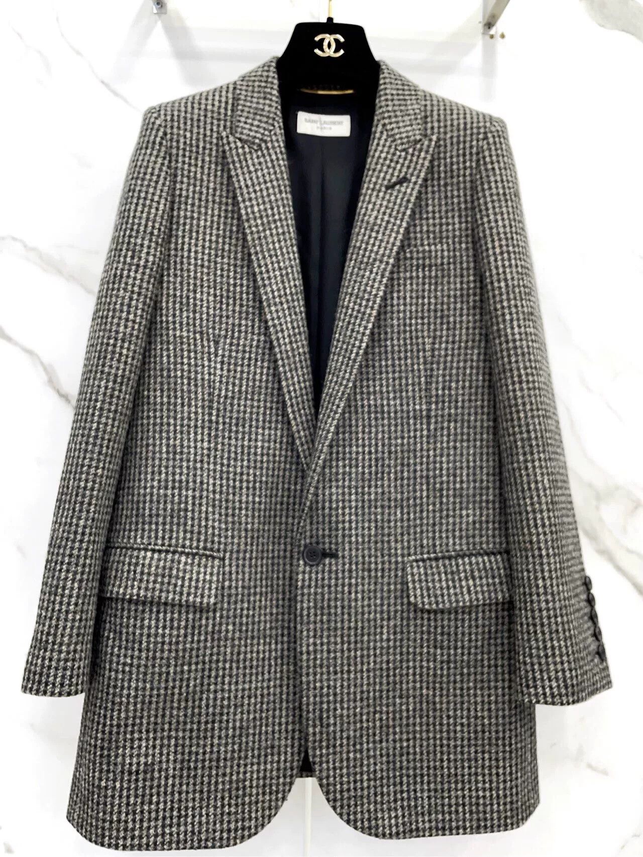Saint Laurent Paris Saint Laurent Houndstooth Wool Blazer Size XXS / US 00 / IT 34 - 4 Thumbnail