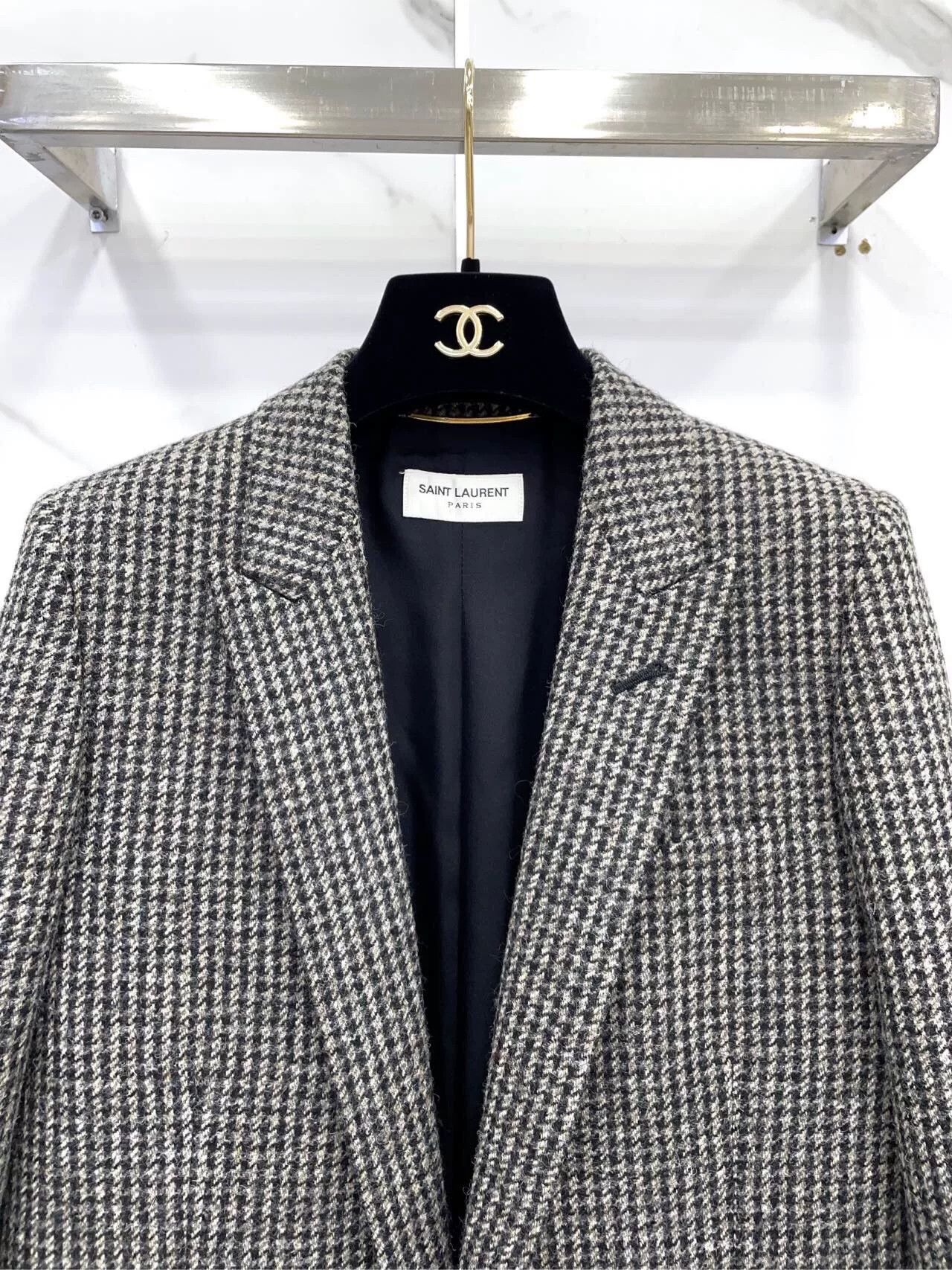 Saint Laurent Paris Saint Laurent Houndstooth Wool Blazer Size XXS / US 00 / IT 34 - 3 Thumbnail