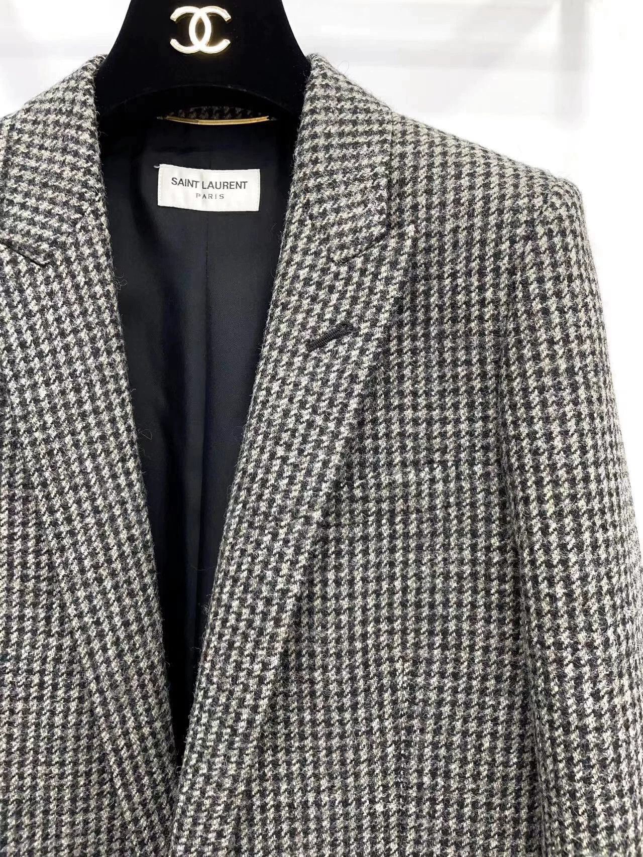 Saint Laurent Paris Saint Laurent Houndstooth Wool Blazer Size XXS / US 00 / IT 34 - 5 Thumbnail