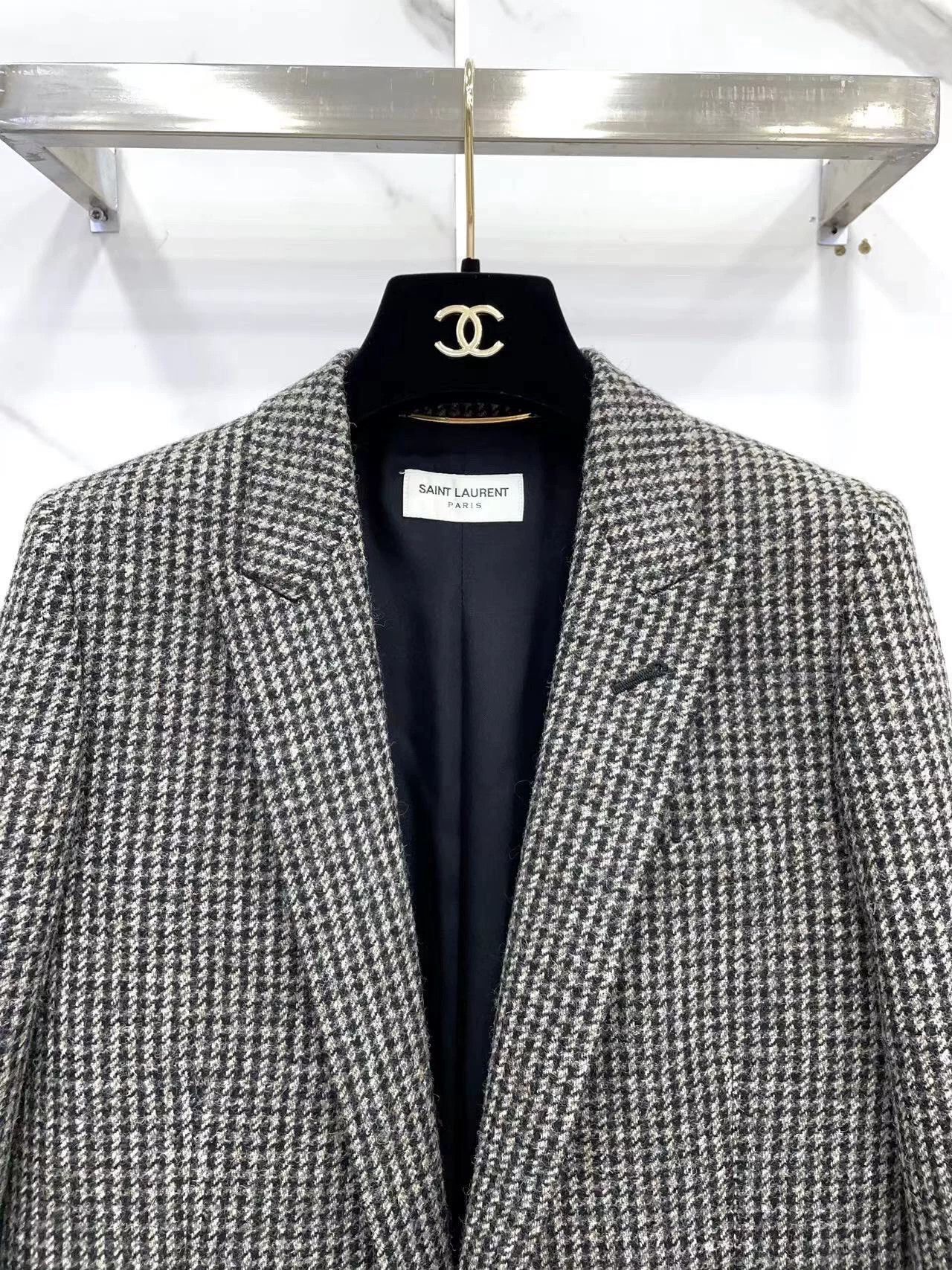 Saint Laurent Paris Saint Laurent Houndstooth Wool Blazer Size XXS / US 00 / IT 34 - 3 Thumbnail