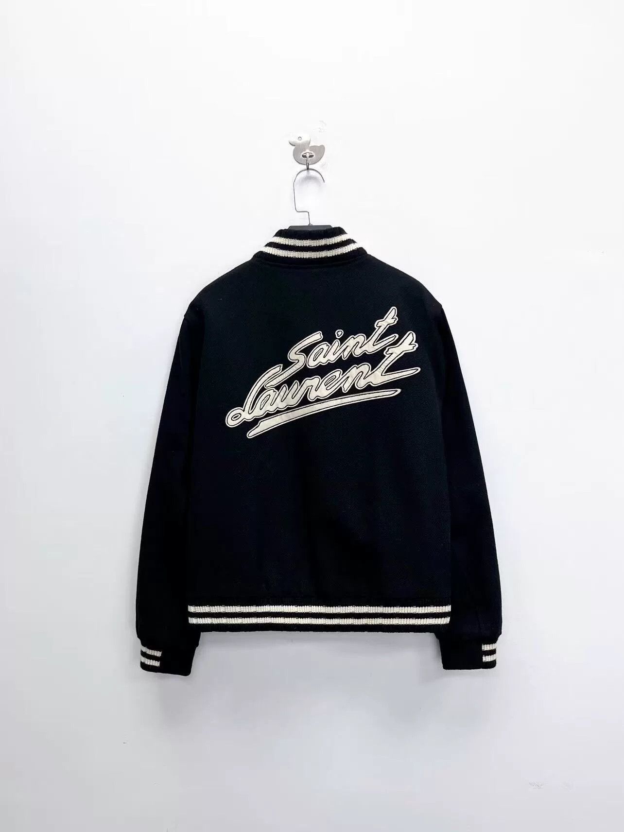 Saint Laurent Paris Saint Laurent Black Striped Wool Jacket Size US M / EU 48-50 / 2 - 2 Thumbnail