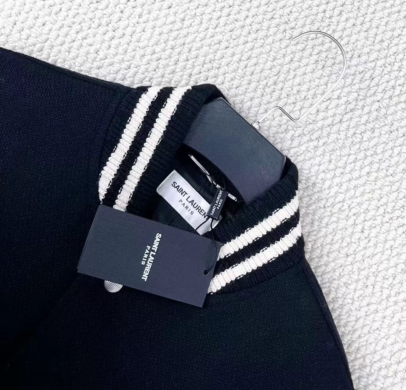 Saint Laurent Paris Saint Laurent Black Striped Wool Jacket Size US M / EU 48-50 / 2 - 3 Thumbnail
