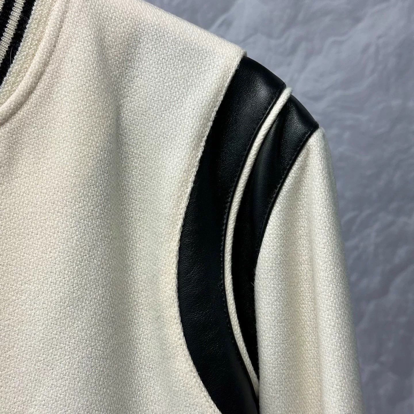 Saint Laurent Paris Saint Laurent Cream Baseball Jacket Size US L / EU 52-54 / 3 - 3 Thumbnail