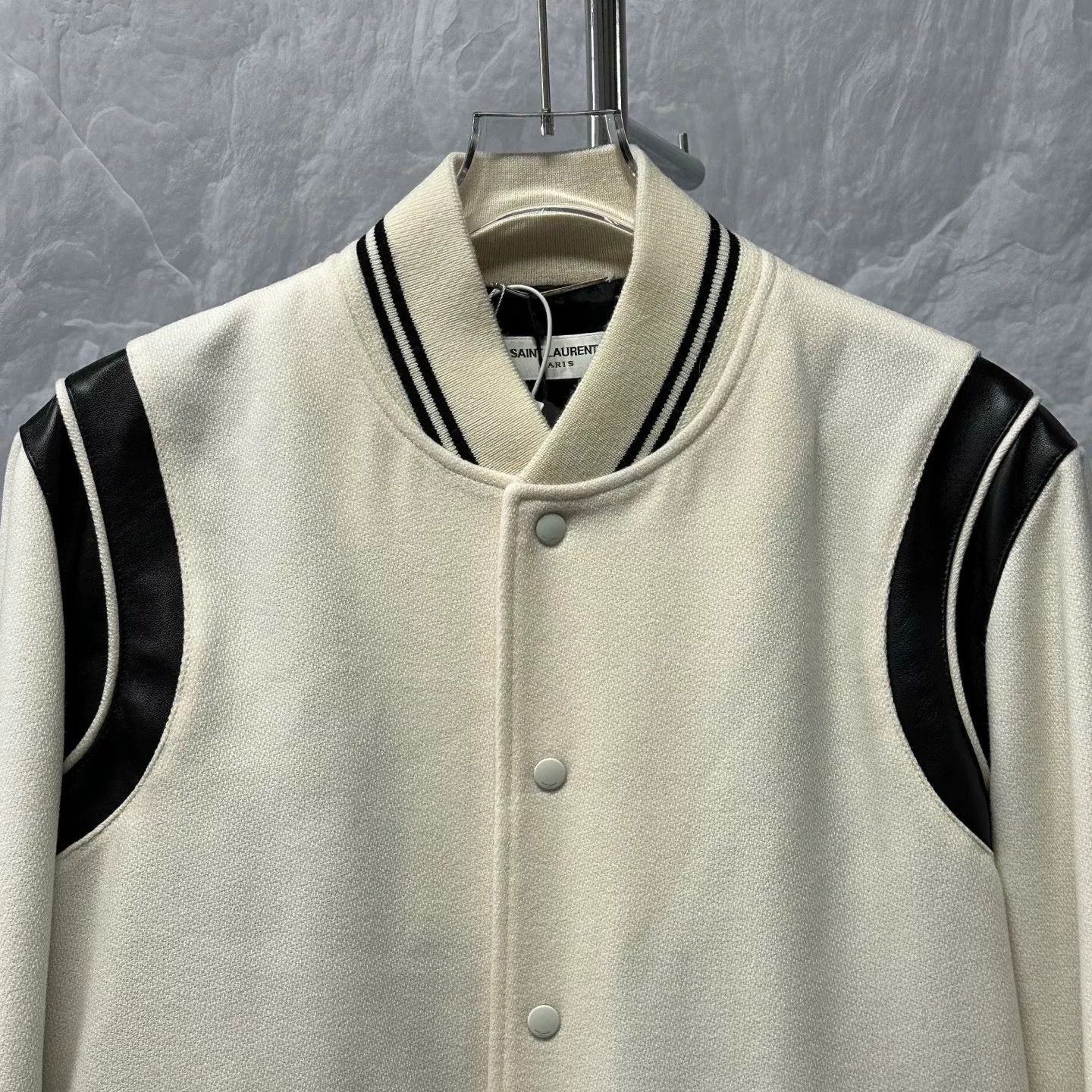 Saint Laurent Paris Saint Laurent Cream Baseball Jacket Size US L / EU 52-54 / 3 - 2 Thumbnail
