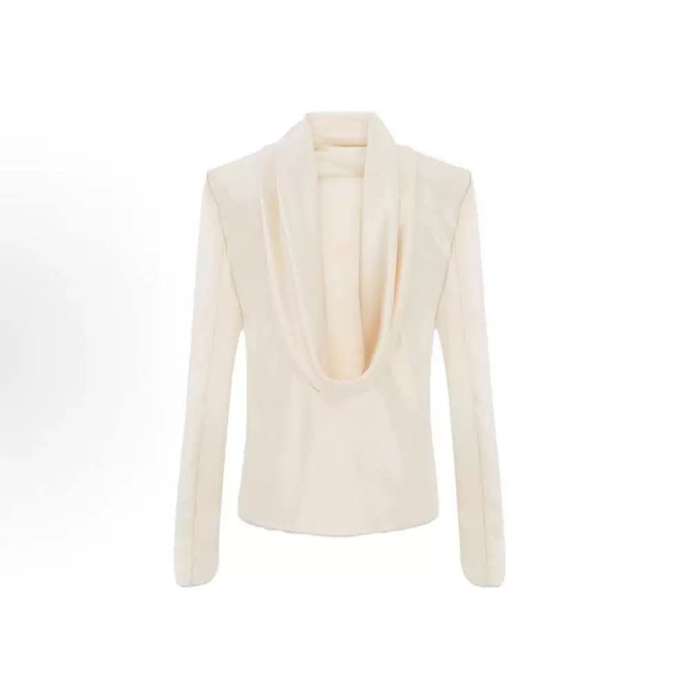 Saint Laurent Paris Saint Laurent Cream High-Neck Top Size XS / US 0-2 / IT 36-38 - 3 Thumbnail