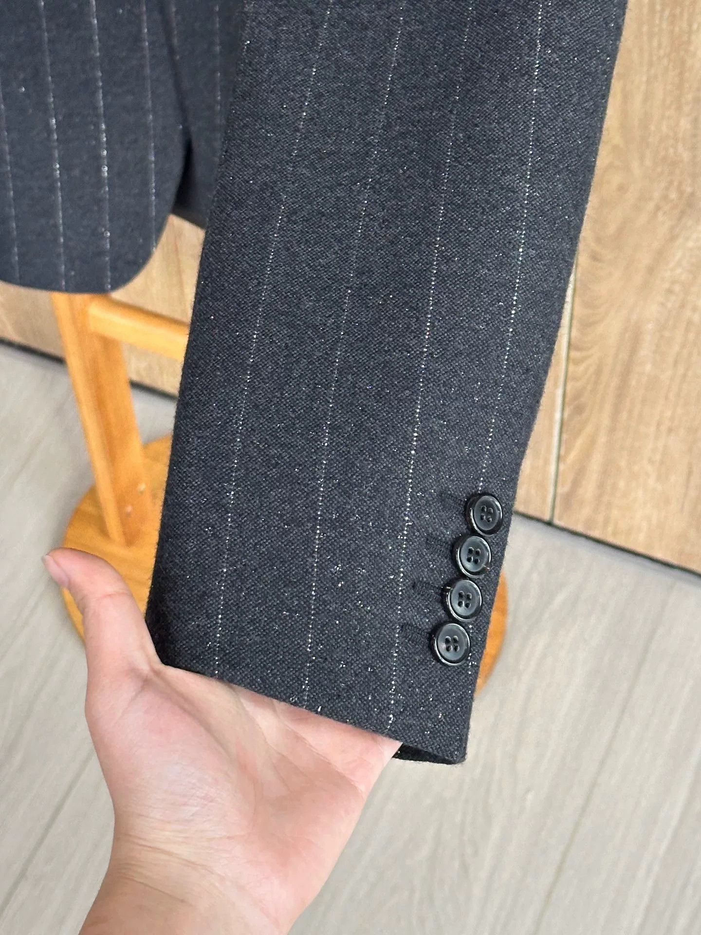 Saint Laurent Paris Saint Laurent Dark Gray Metallic Blazer Size US M / EU 48-50 / 2 - 5 Thumbnail