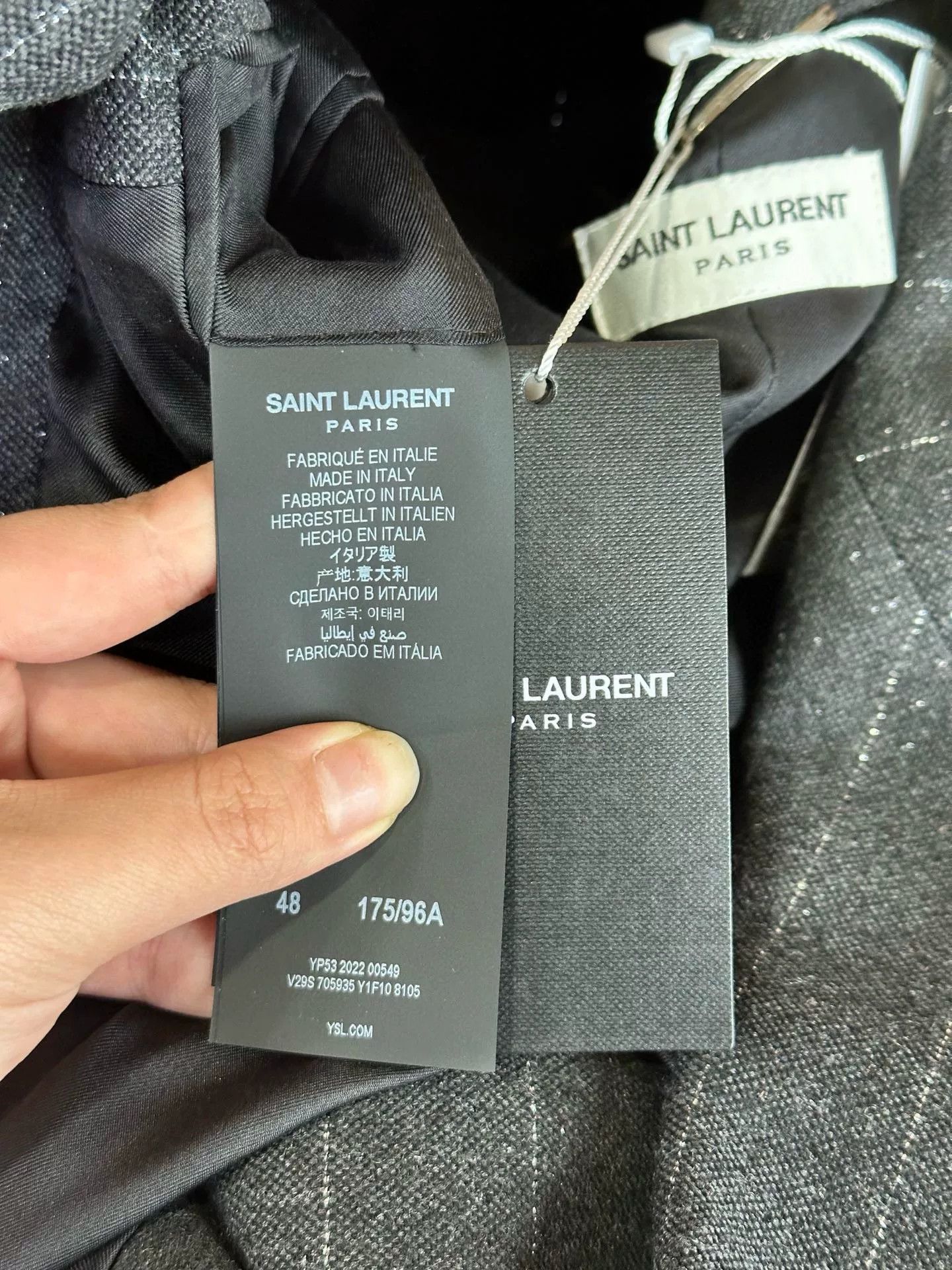 Saint Laurent Paris Saint Laurent Dark Gray Metallic Blazer Size US M / EU 48-50 / 2 - 6 Thumbnail