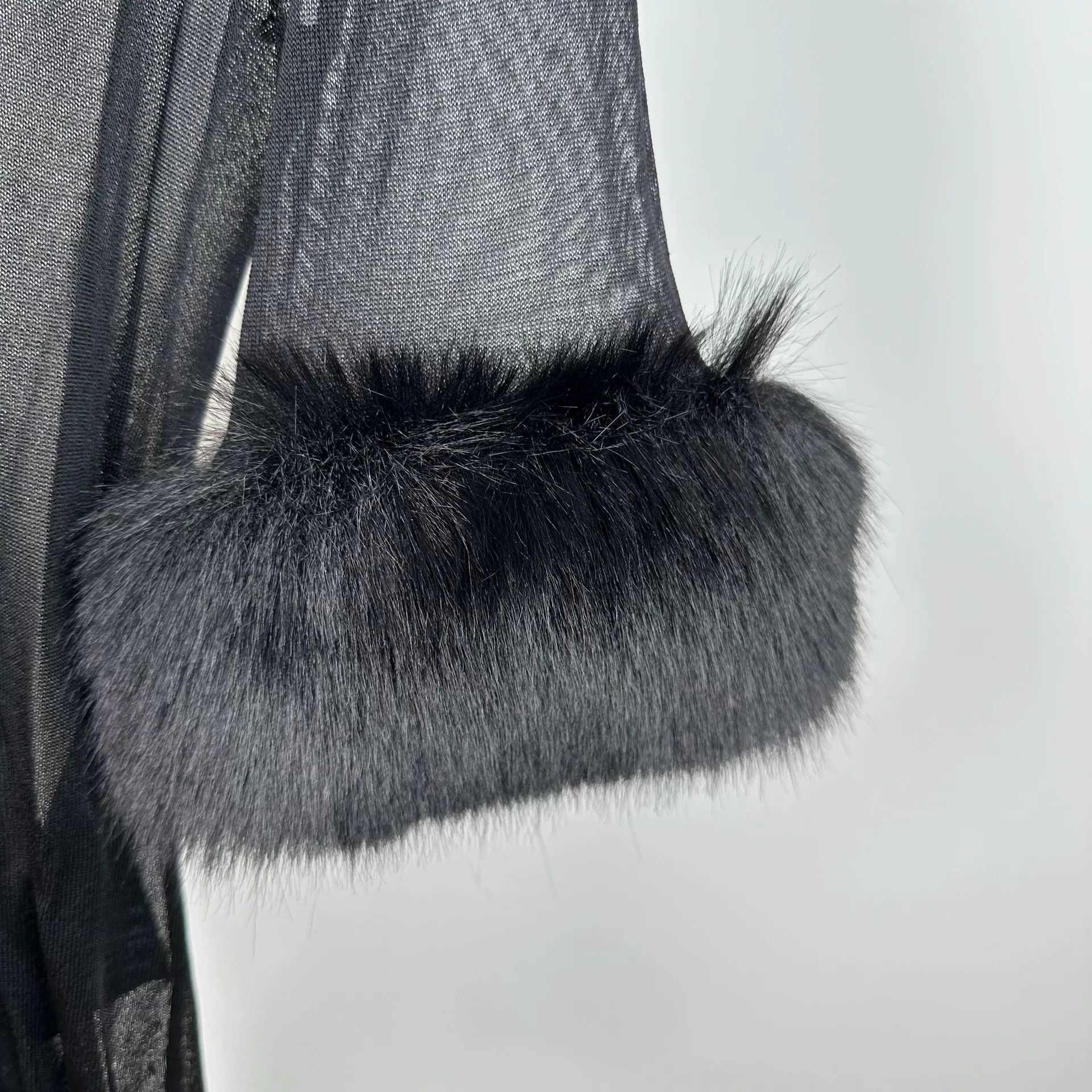 Saint Laurent Paris Saint Laurent Black Mesh Fur Cuff Top Size S / US 4 / IT 40 - 2 Thumbnail