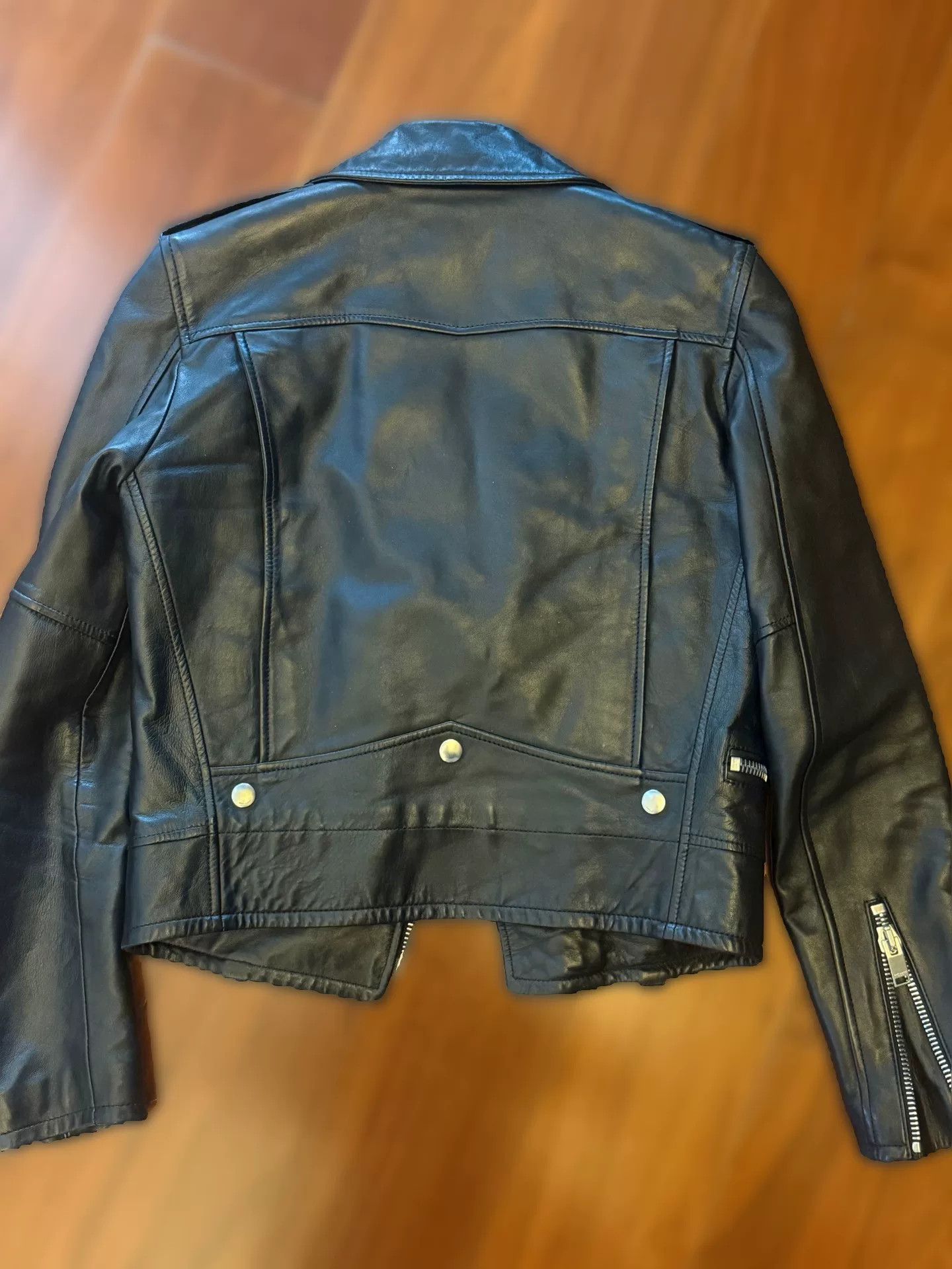 Saint Laurent Paris YSL Black Leather Biker Jacket Size XXS / US 00 / IT 34 - 4 Thumbnail