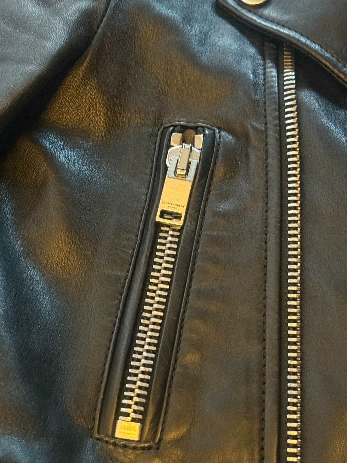 Saint Laurent Paris YSL Black Leather Biker Jacket Size XXS / US 00 / IT 34 - 3 Thumbnail
