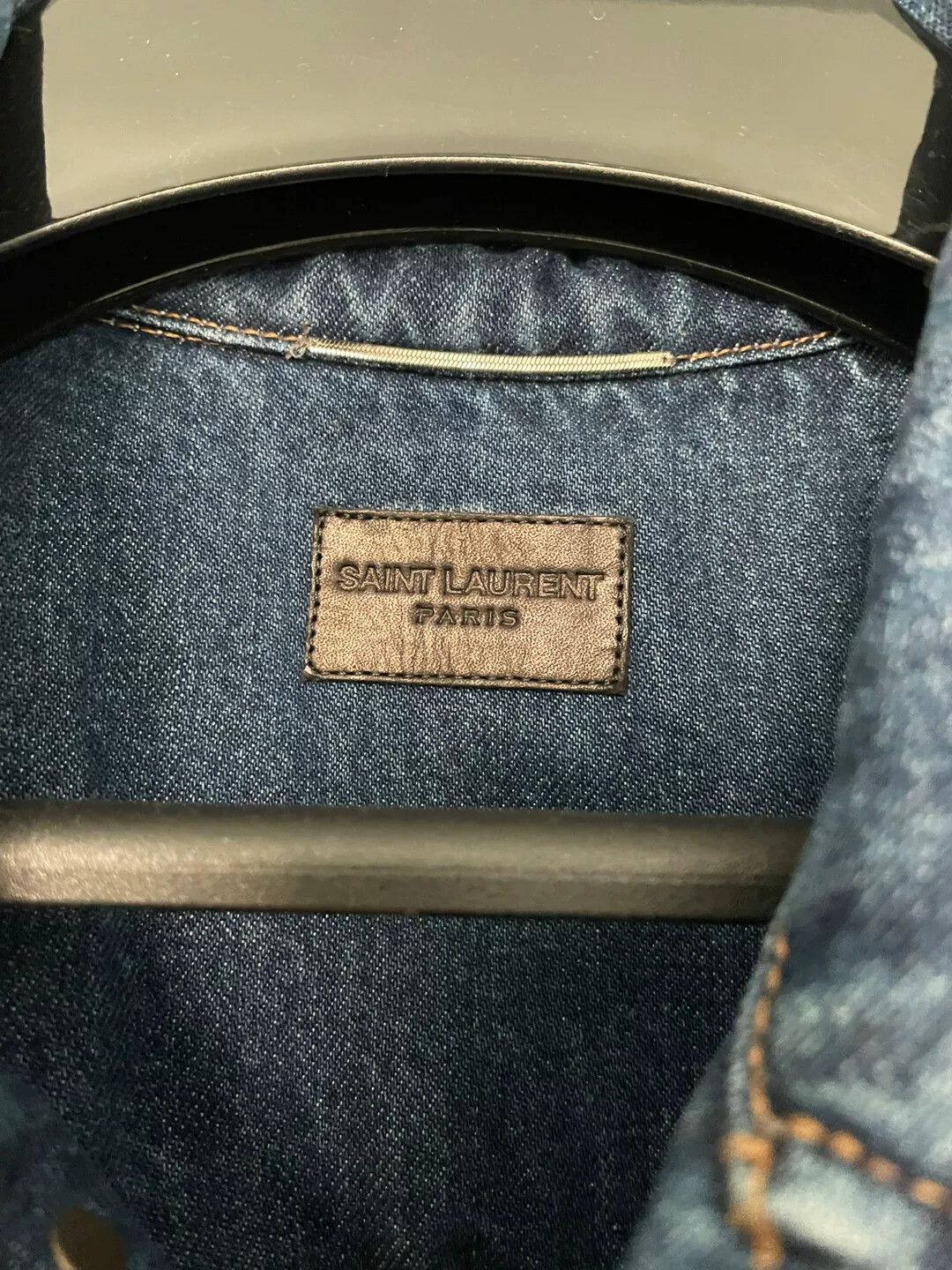 Saint Laurent Paris Saint Laurent Embroidered Distressed Denim Jacket Size US M / EU 48-50 / 2 - 3 Thumbnail