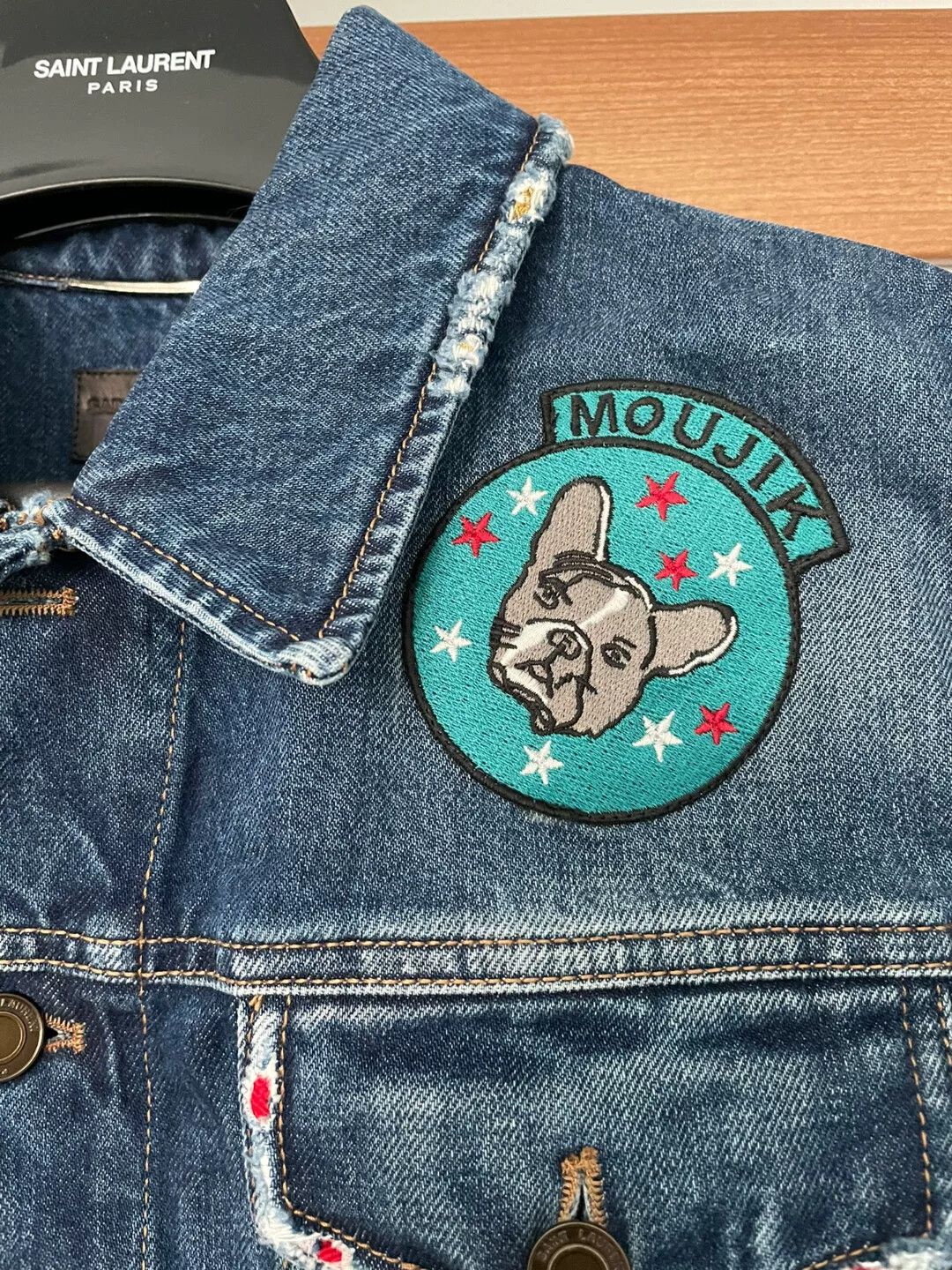 Saint Laurent Paris Saint Laurent Embroidered Distressed Denim Jacket Size US M / EU 48-50 / 2 - 2 Thumbnail