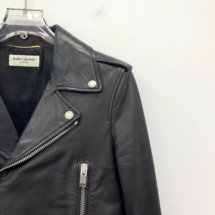 Saint Laurent Paris Yves Saint Laurent Black Leather Biker Jacket Size S / US 4 / IT 40 - 3 Thumbnail