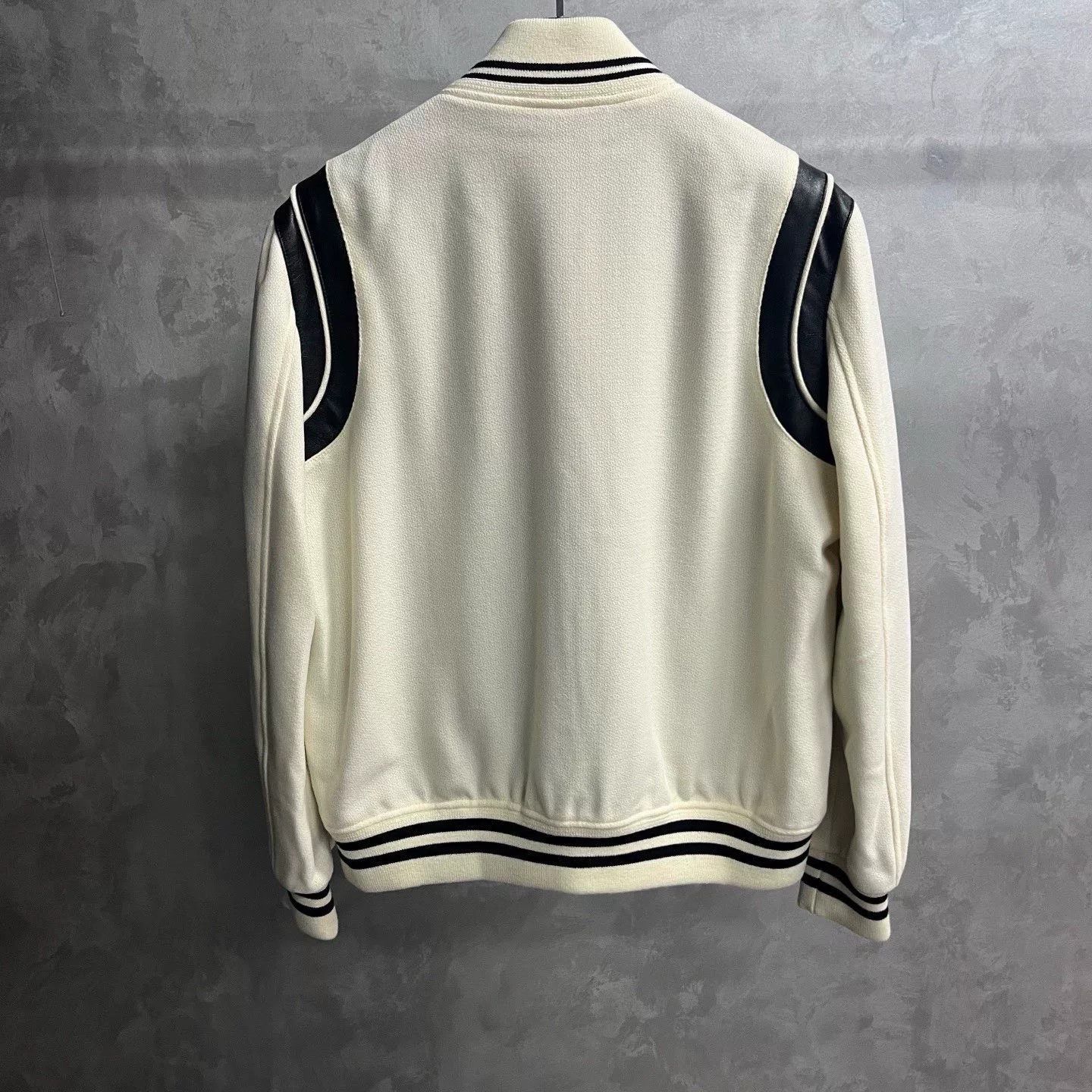 Saint Laurent Paris Saint Laurent White Striped Baseball Jacket Size US M / EU 48-50 / 2 - 2 Thumbnail