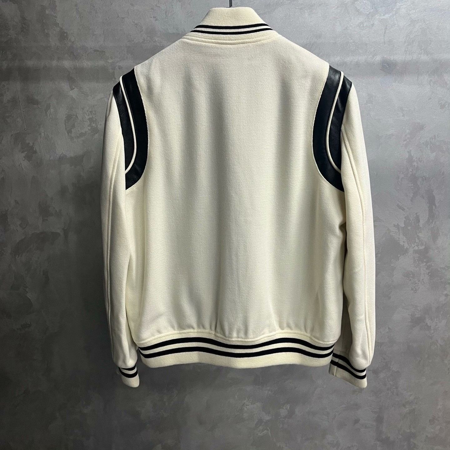Saint Laurent Paris Saint Laurent White Leather Sleeve Baseball Jacket Size US S / EU 44-46 / 1 - 8 Thumbnail