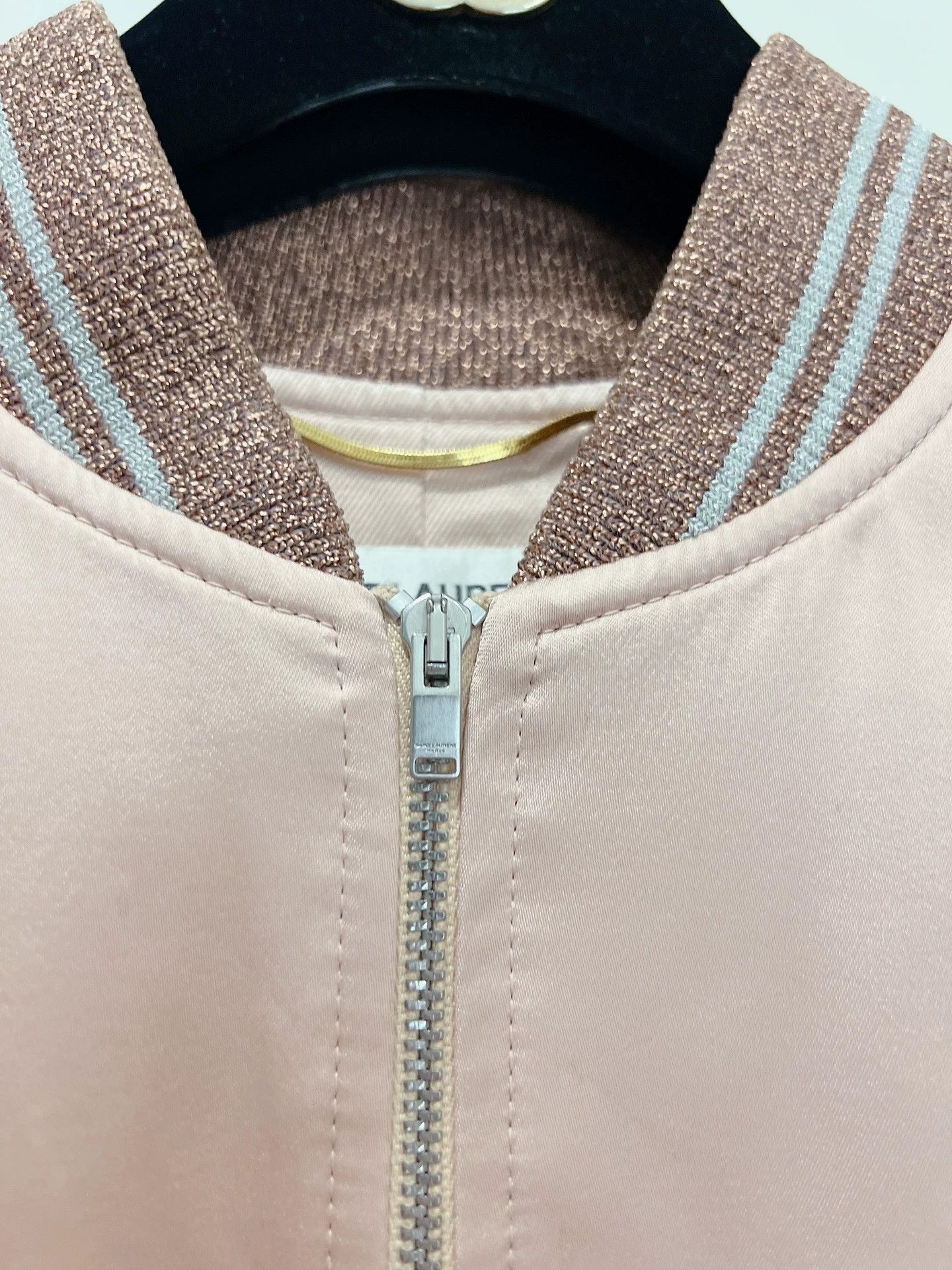 Saint Laurent Paris Saint Laurent Pink Satin Bomber Jacket Size S / US 4 / IT 40 - 3 Thumbnail