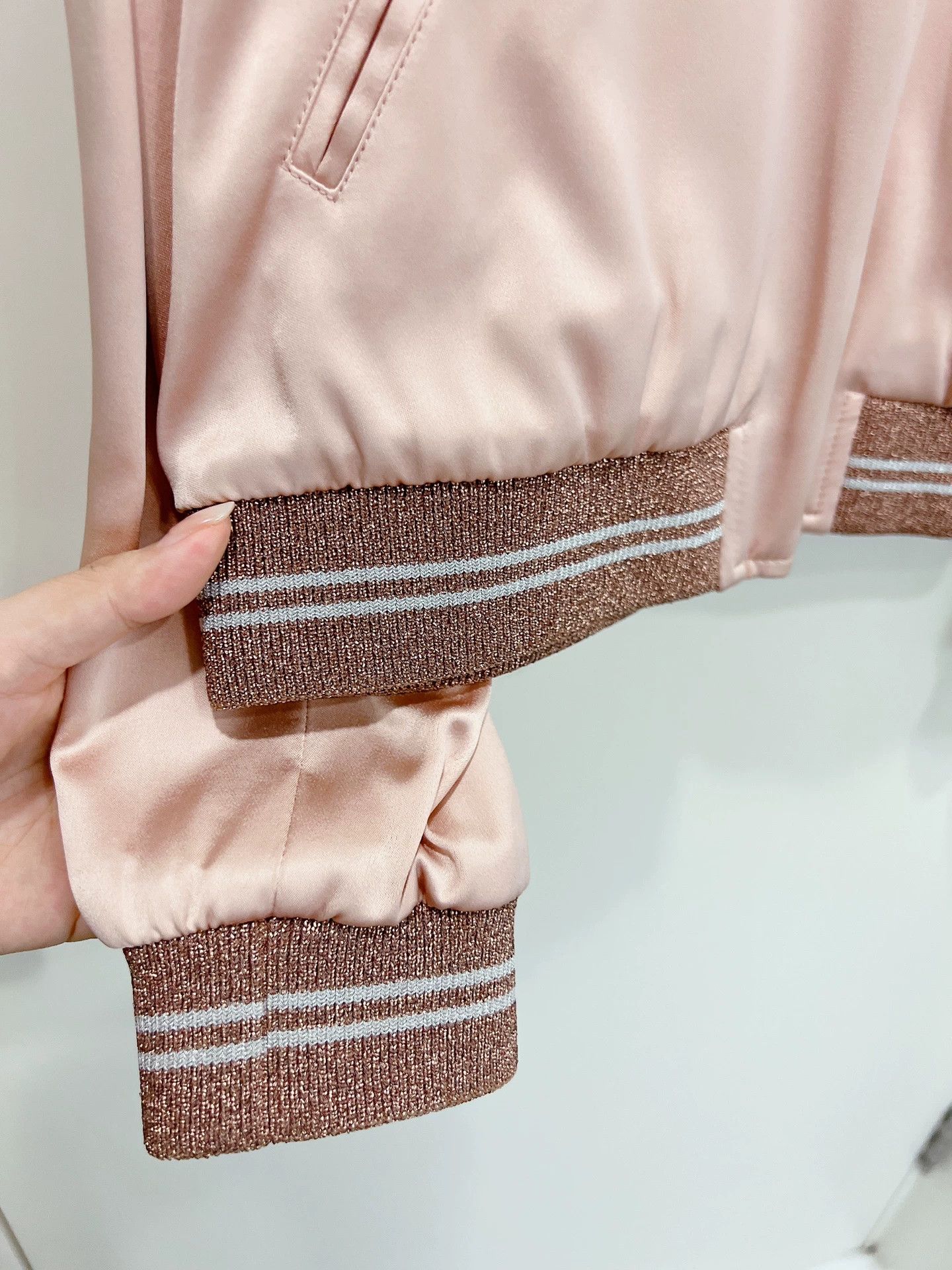 Saint Laurent Paris Saint Laurent Pink Satin Bomber Jacket Size S / US 4 / IT 40 - 4 Thumbnail