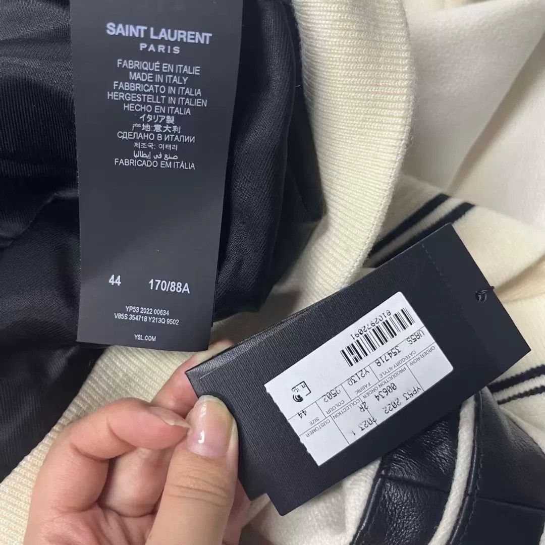 Saint Laurent Paris Saint Laurent White Baseball Jacket Size US XS / EU 42 / 0 - 4 Thumbnail