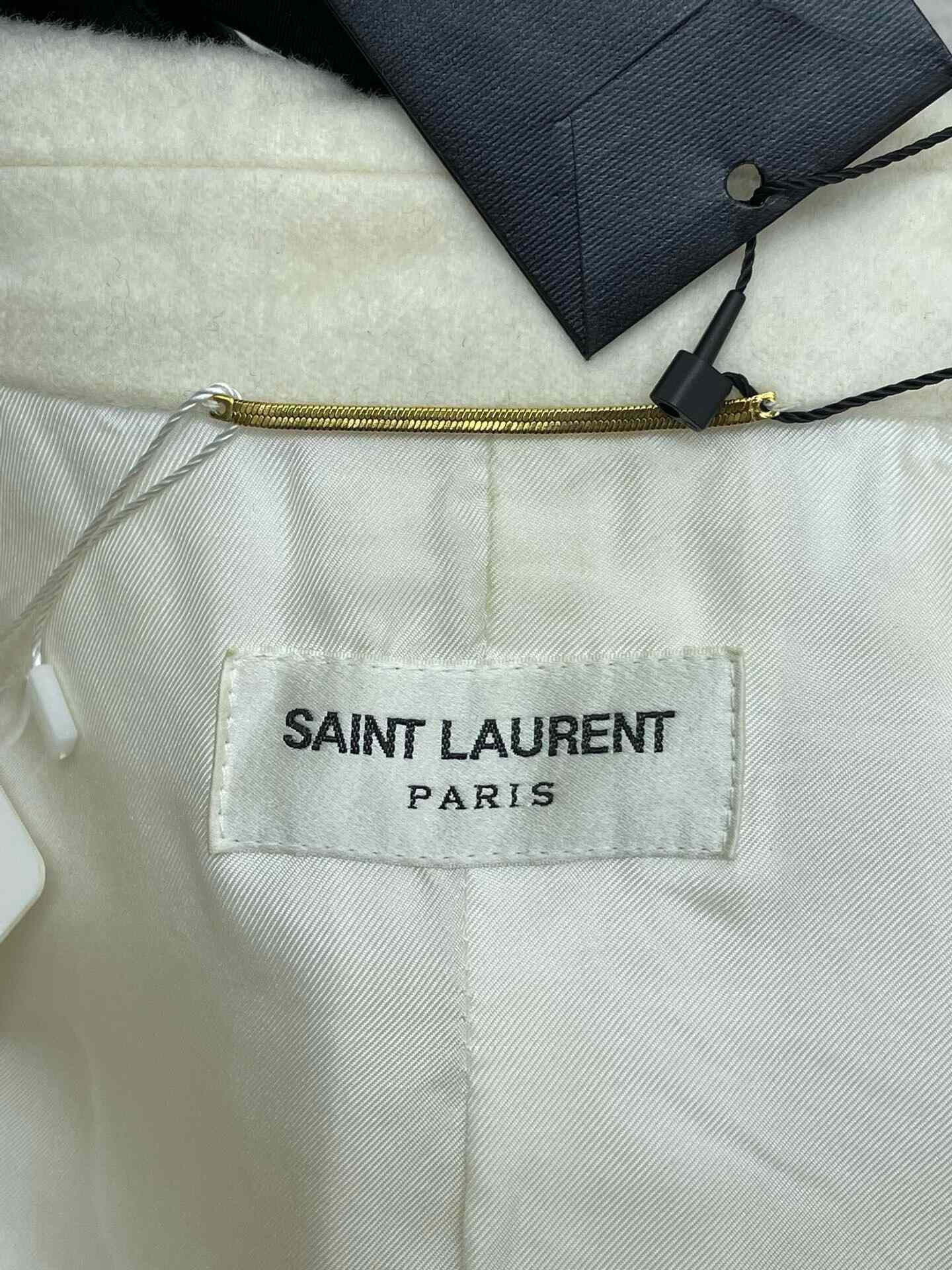 Saint Laurent Paris YSL White Double-Breasted Wool Blazer Size S / US 4 / IT 40 - 5 Thumbnail