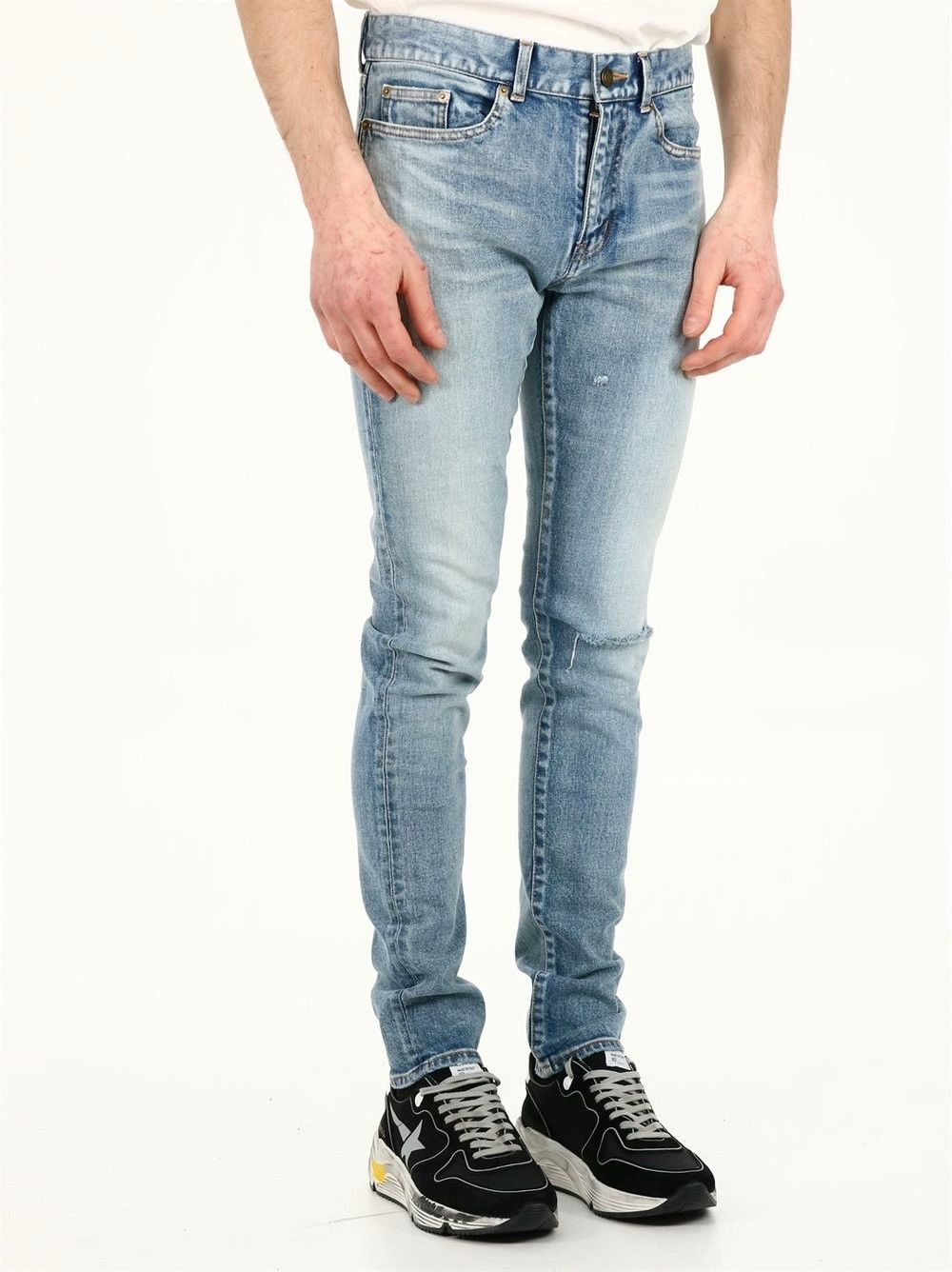 Saint Laurent Paris Saint Laurent Light Blue Distressed Jeans Size US 28 / EU 44 - 4 Thumbnail
