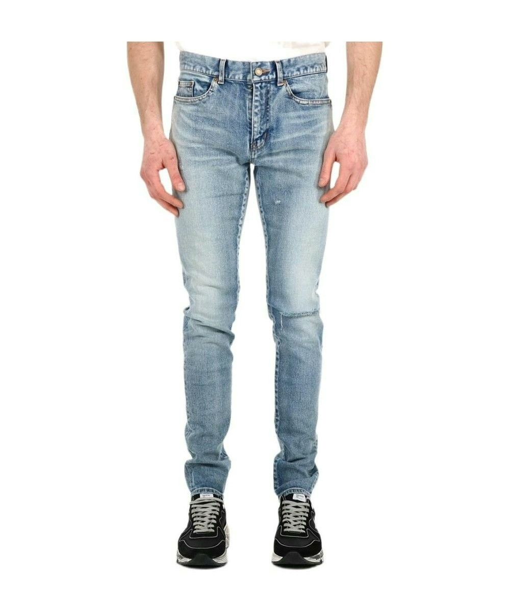 Saint Laurent Paris Saint Laurent Light Blue Distressed Jeans Size US 28 / EU 44 - 3 Thumbnail