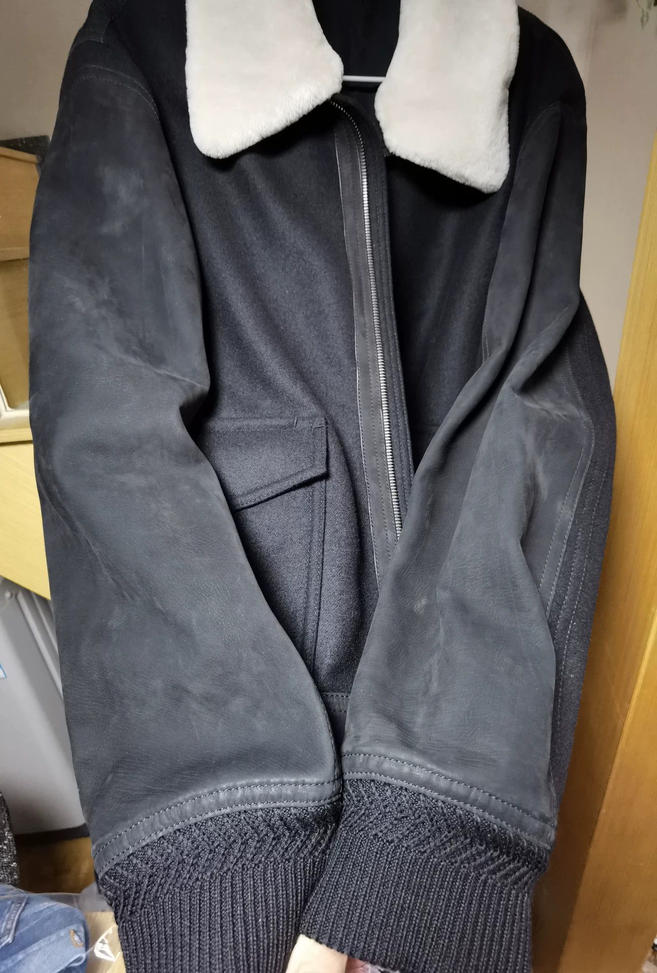 Ermenegildo Zegna Ermenegildo Zegna Wool Leather Jacket Size US XL / EU 56 / 4 - 5 Thumbnail