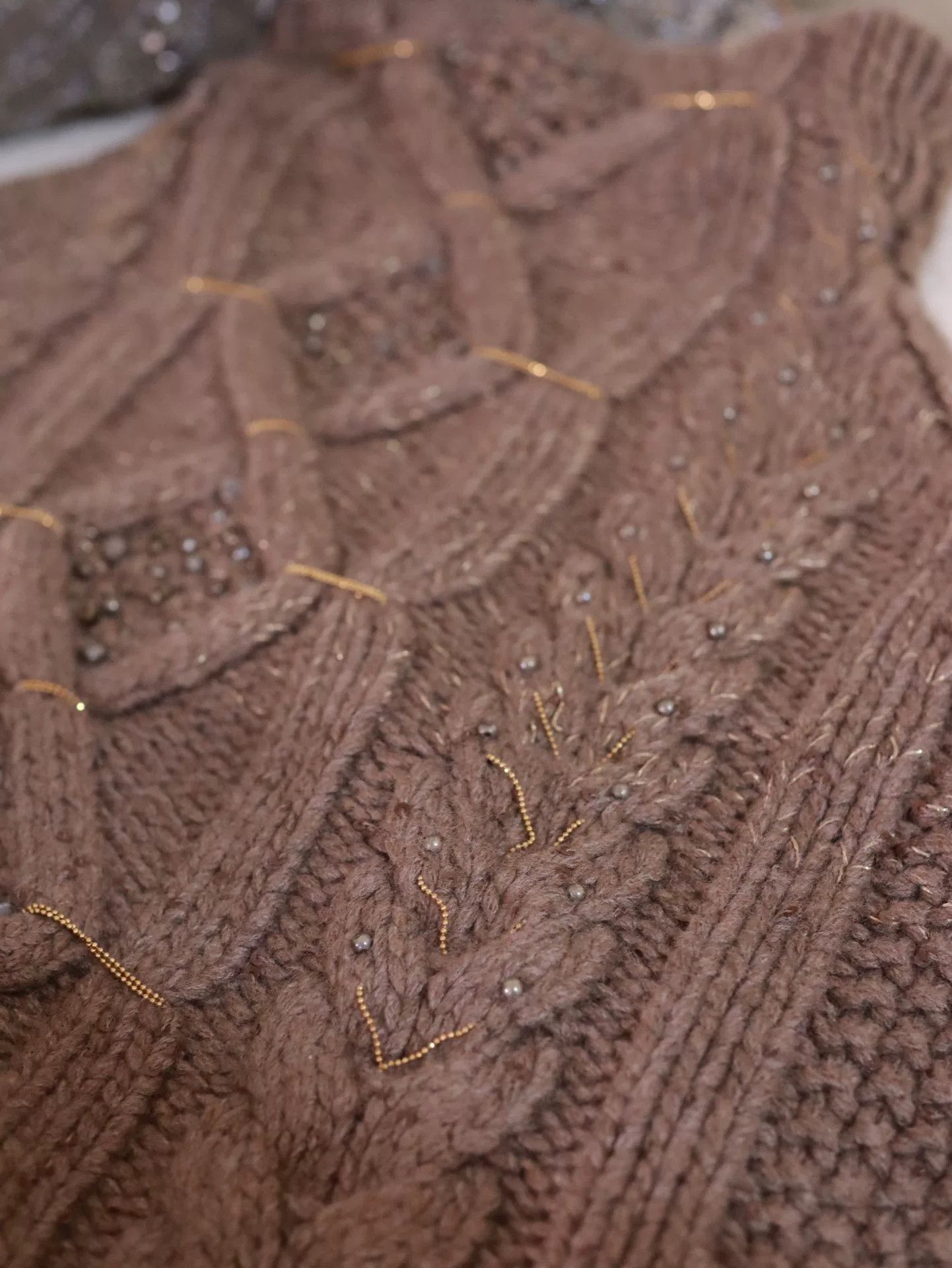 Brunello Cucinelli Brunello Cucinelli Cable-Knit Beaded Sweater Size S / US 4 / IT 40 - 4 Thumbnail