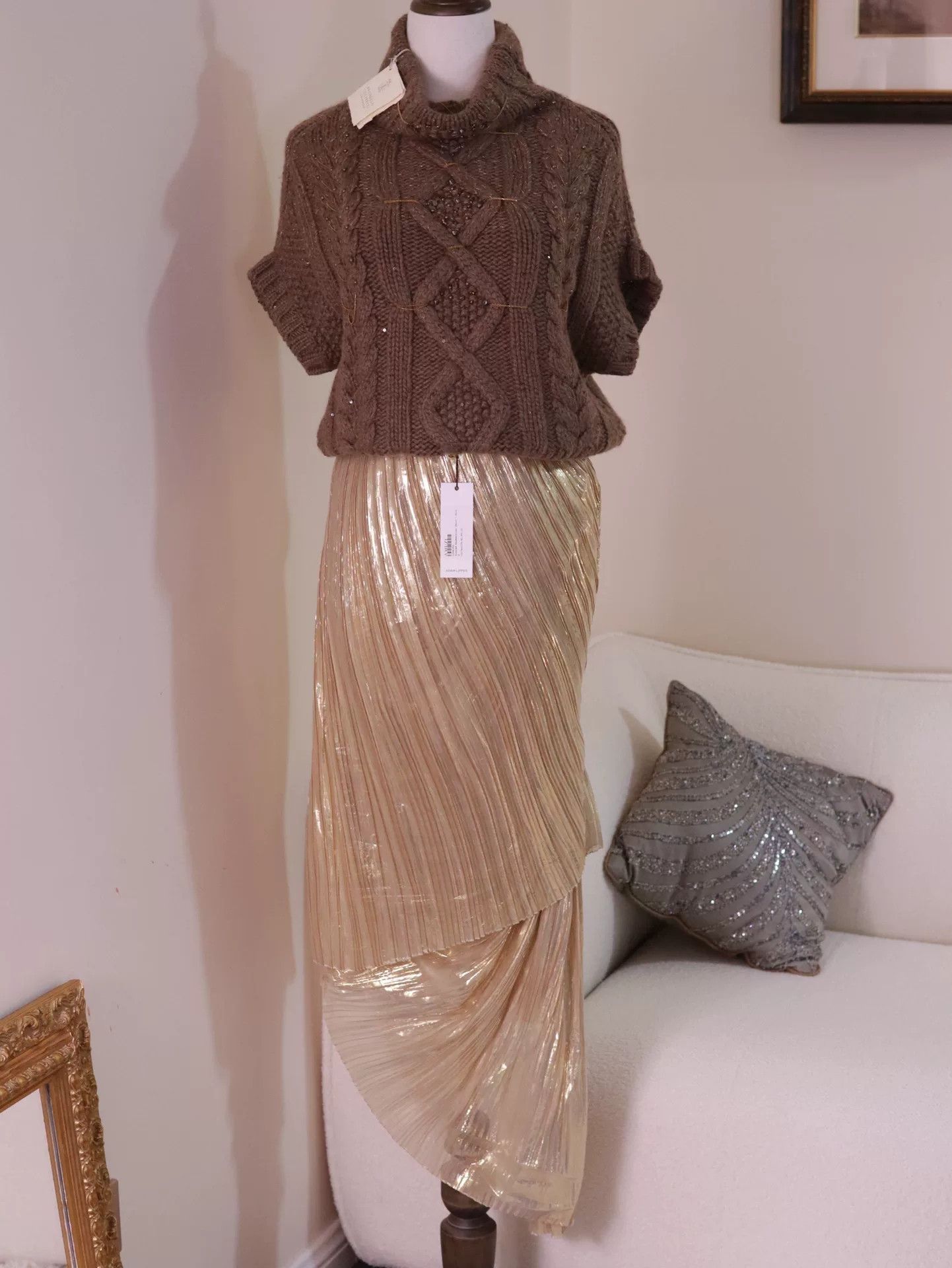 Brunello Cucinelli Brunello Cucinelli Cable-Knit Beaded Sweater Size S / US 4 / IT 40 - 2 Thumbnail