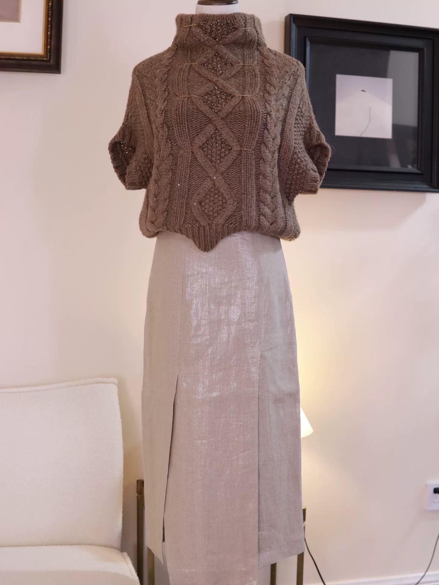 Brunello Cucinelli Brunello Cucinelli Cable-Knit Beaded Sweater Size S / US 4 / IT 40 - 7 Thumbnail
