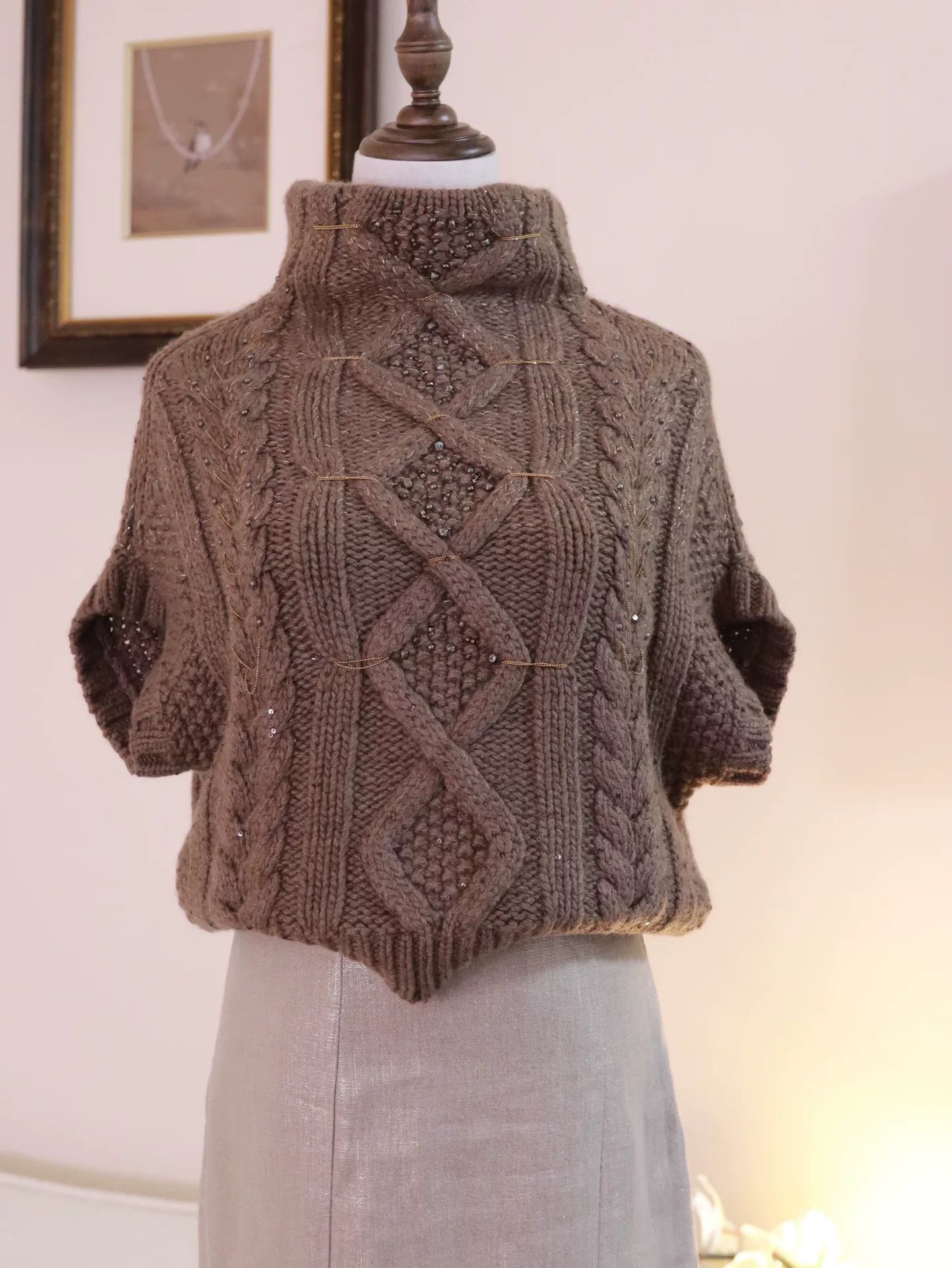 Brunello Cucinelli Brunello Cucinelli Cable-Knit Beaded Sweater Size S / US 4 / IT 40 - 8 Thumbnail