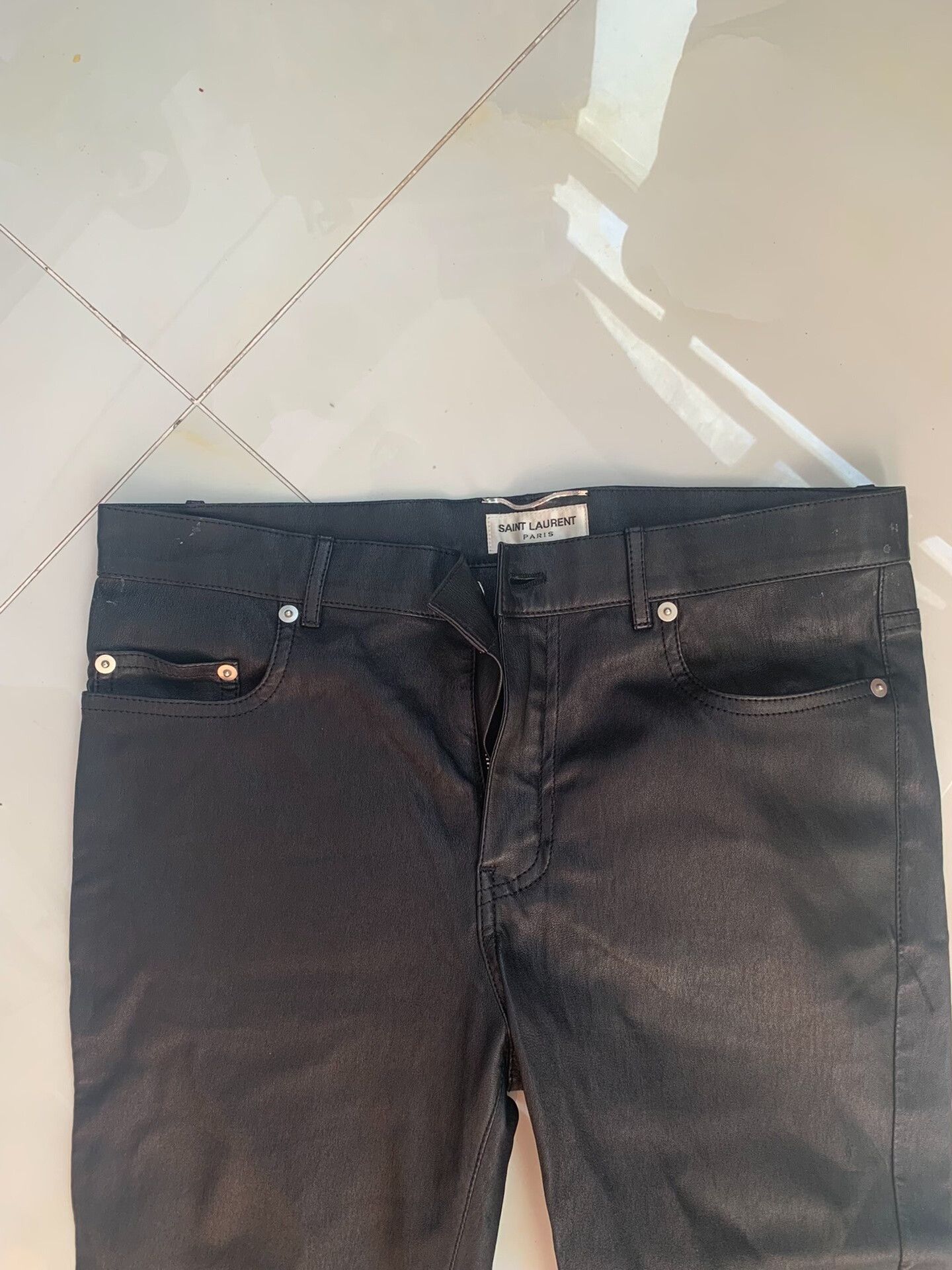 Saint Laurent Paris SAINT LAURENT Men's Lambskin Leather Pants Size US 34 / EU 50 - 3 Thumbnail