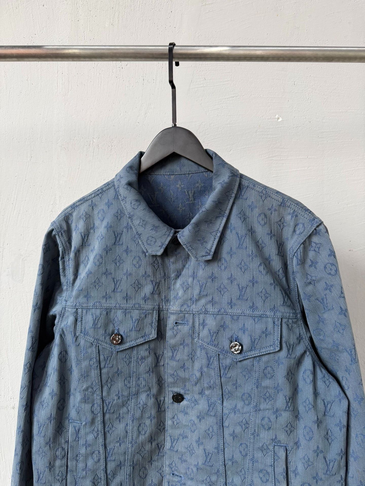 Saint Laurent Paris Louis Vuitton Blue Monogram Denim Jacket Size US L / EU 52-54 / 3 - 2 Thumbnail