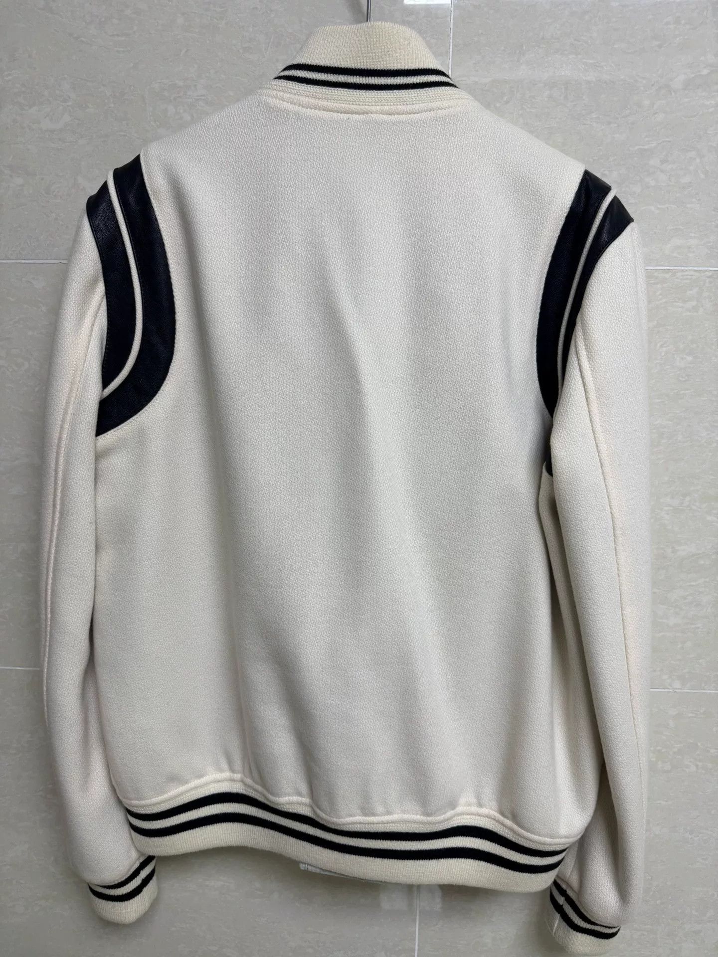 Saint Laurent Paris Saint Laurent Cream Varsity Jacket Size US M / EU 48-50 / 2 - 2 Thumbnail
