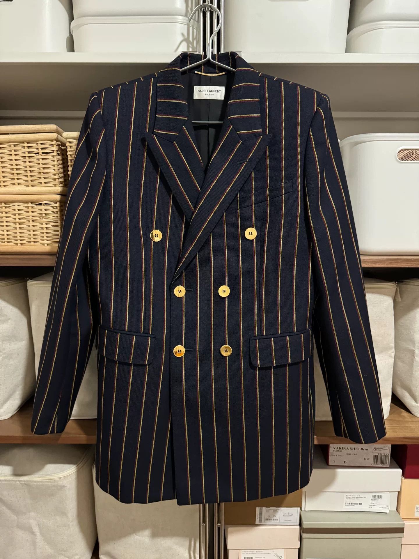 Saint Laurent Paris Saint Laurent Women's Striped Wool Blazer Size S / US 4 / IT 40 - 2 Thumbnail