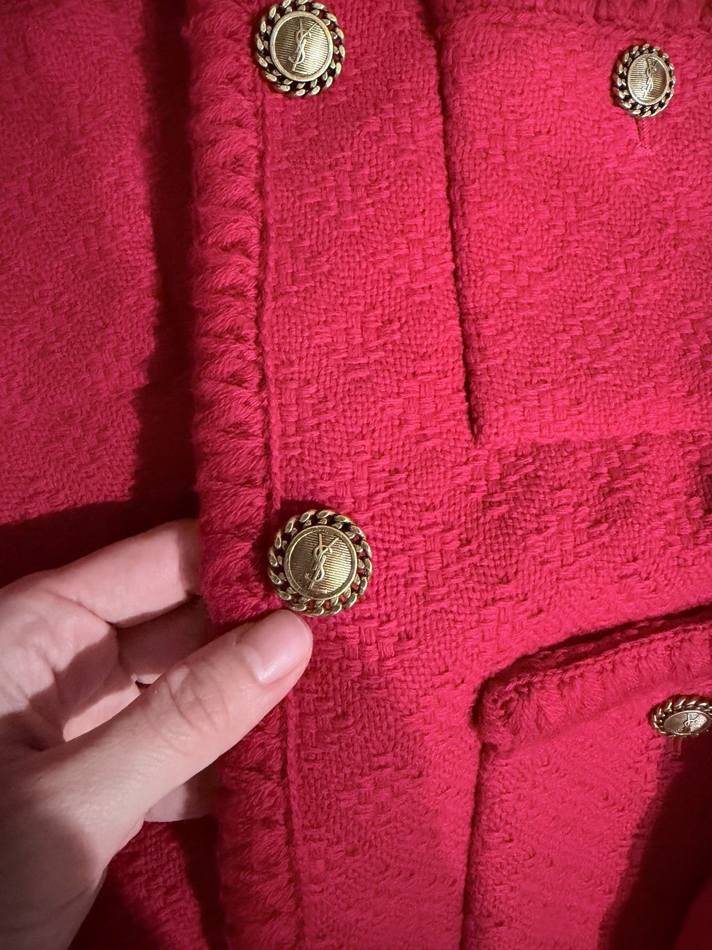 Saint Laurent Paris YSL Saint Laurent Red Tweed Jacket Size S / US 4 / IT 40 - 3 Thumbnail