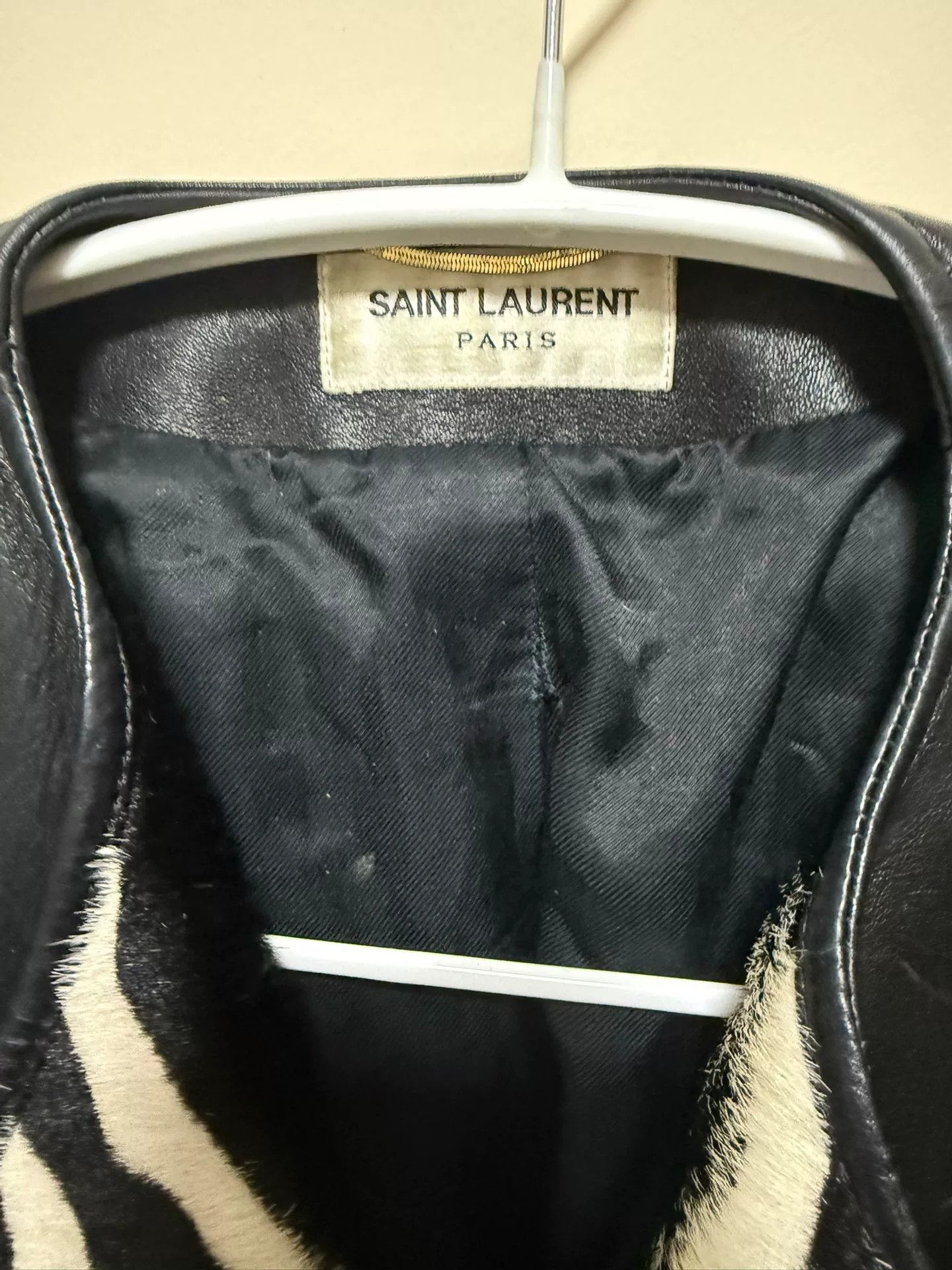 Saint Laurent Paris Saint Laurent Zebra Collar Leather Jacket Size XXS / US 00 / IT 34 - 3 Thumbnail