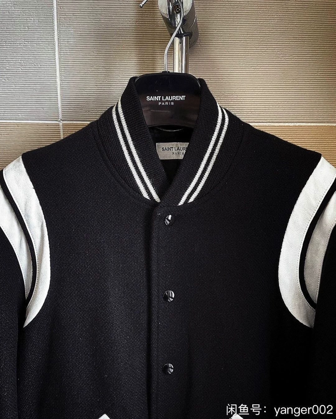 Saint Laurent Paris Saint Laurent Men's Leather Sleeve Baseball Jacket Size US M / EU 48-50 / 2 - 2 Thumbnail